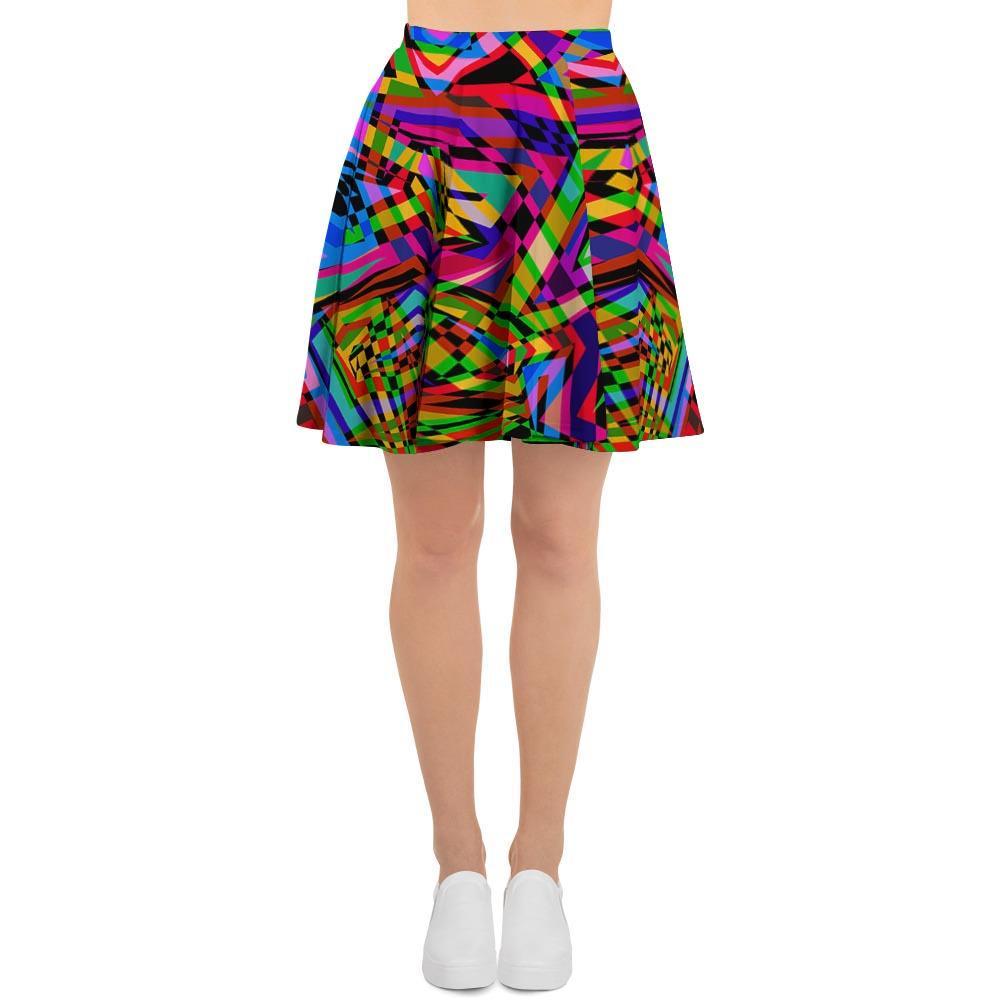 Psychedelic Geometric Multicolor Women's Skirt-grizzshop