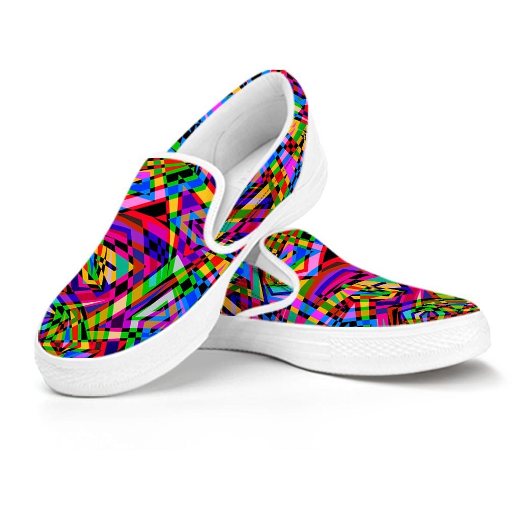 Psychedelic Geometric Multicolor Women's Slip On Sneakers-grizzshop