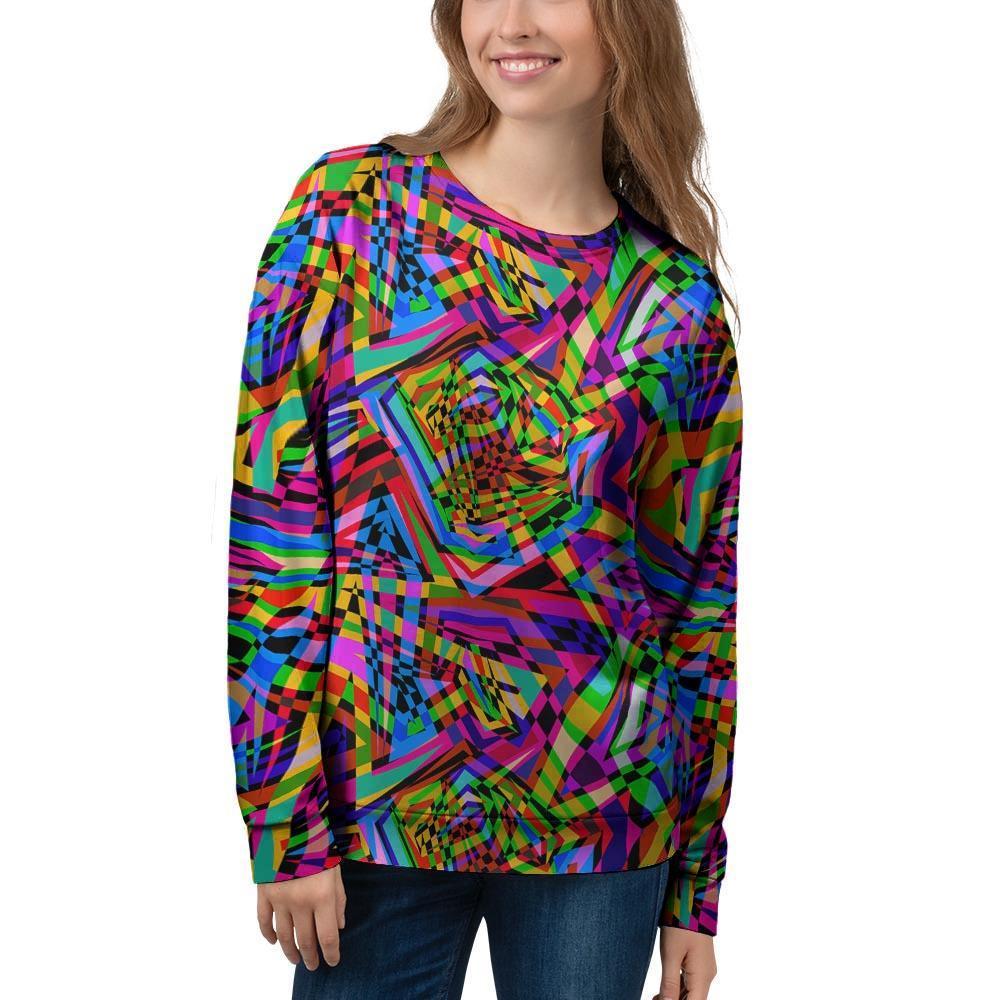 Psychedelic Geometric Multicolor Women's Sweatshirt-grizzshop