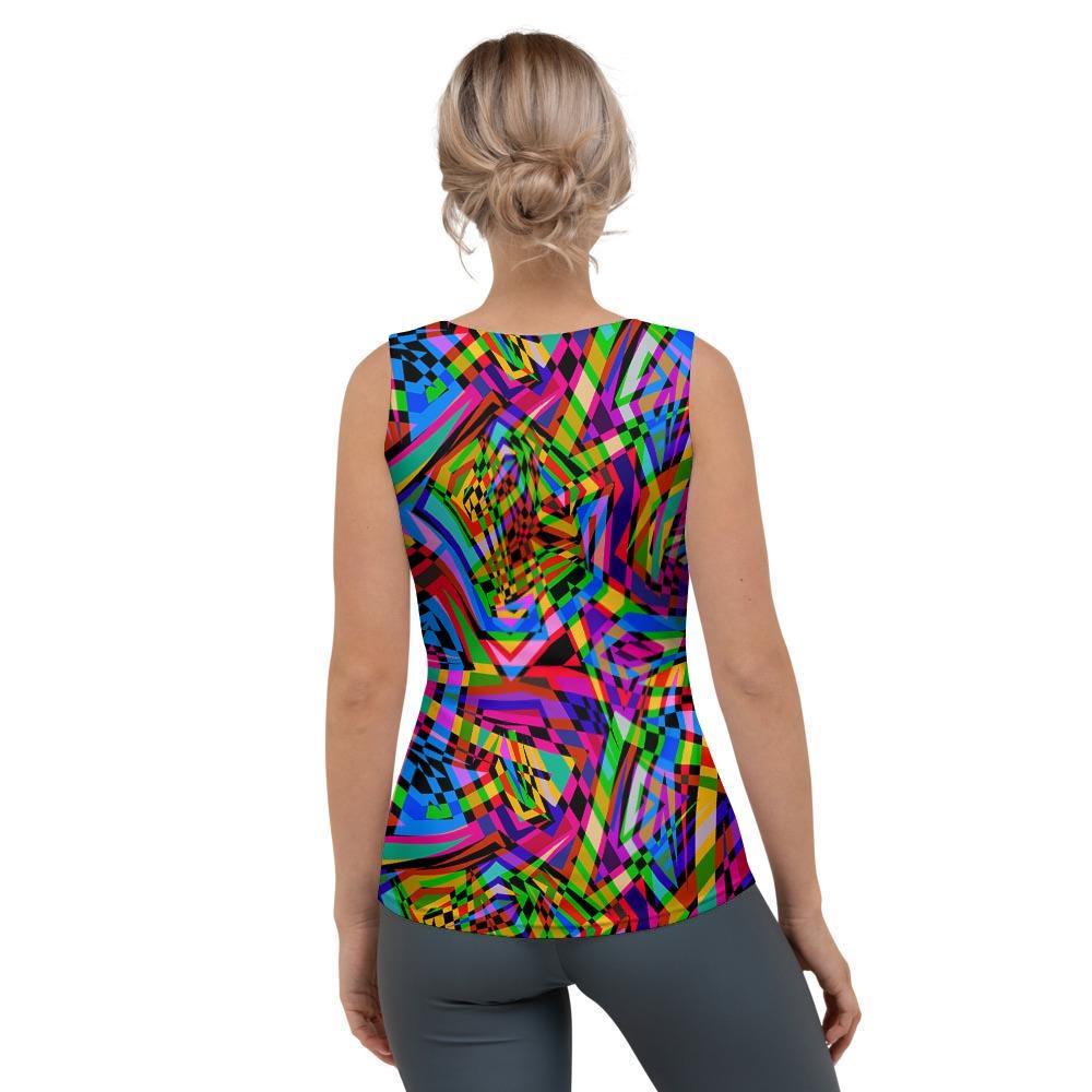 Psychedelic Geometric Multicolor Women's Tank Top-grizzshop