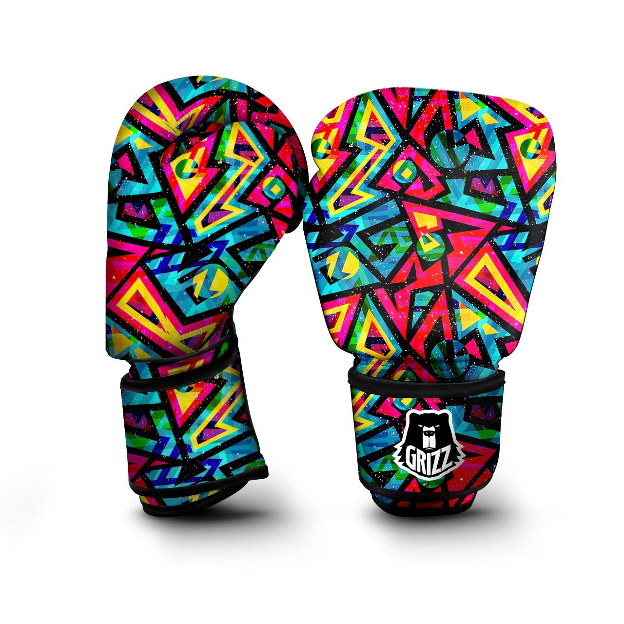 Psychedelic Geometric Print Boxing Gloves-grizzshop