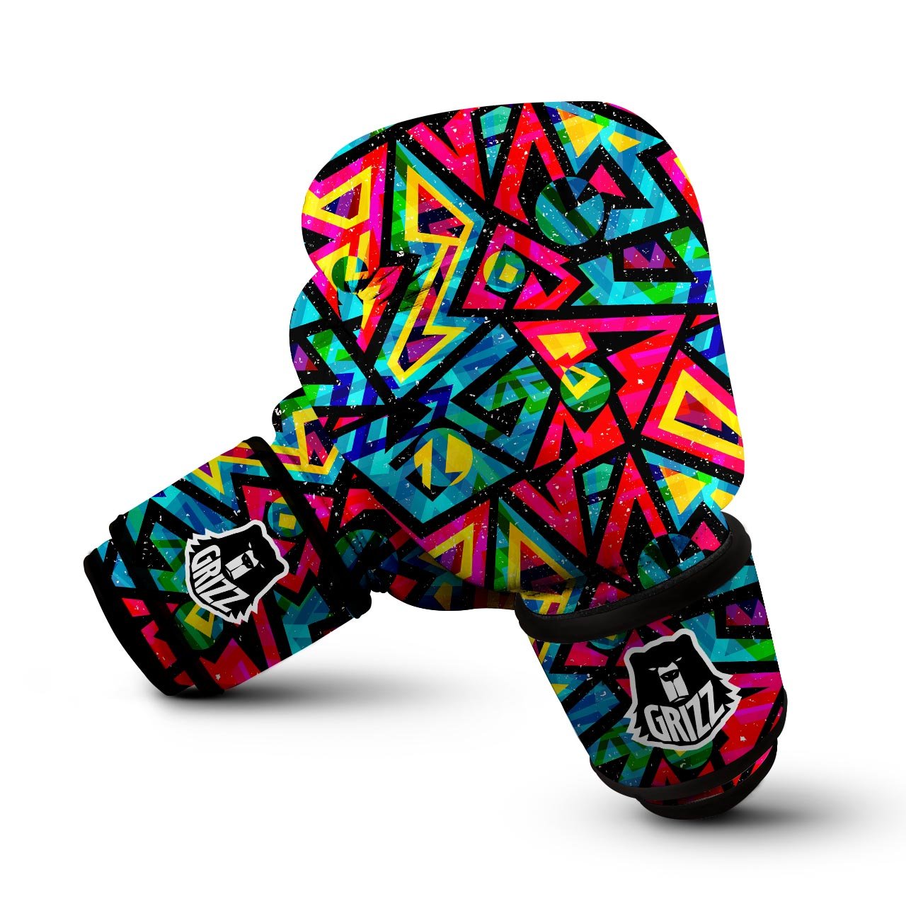 Psychedelic Geometric Print Boxing Gloves-grizzshop