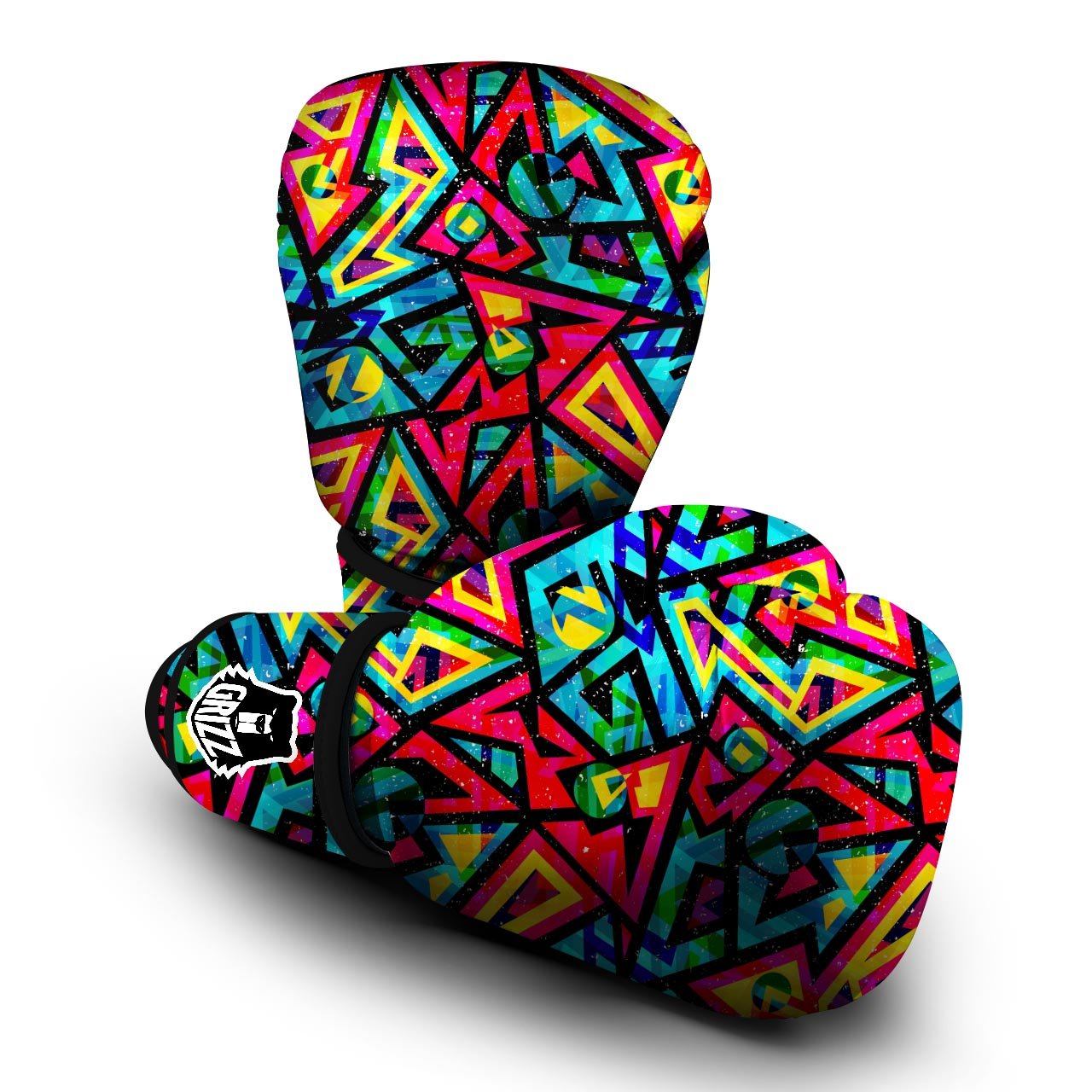 Psychedelic Geometric Print Boxing Gloves-grizzshop