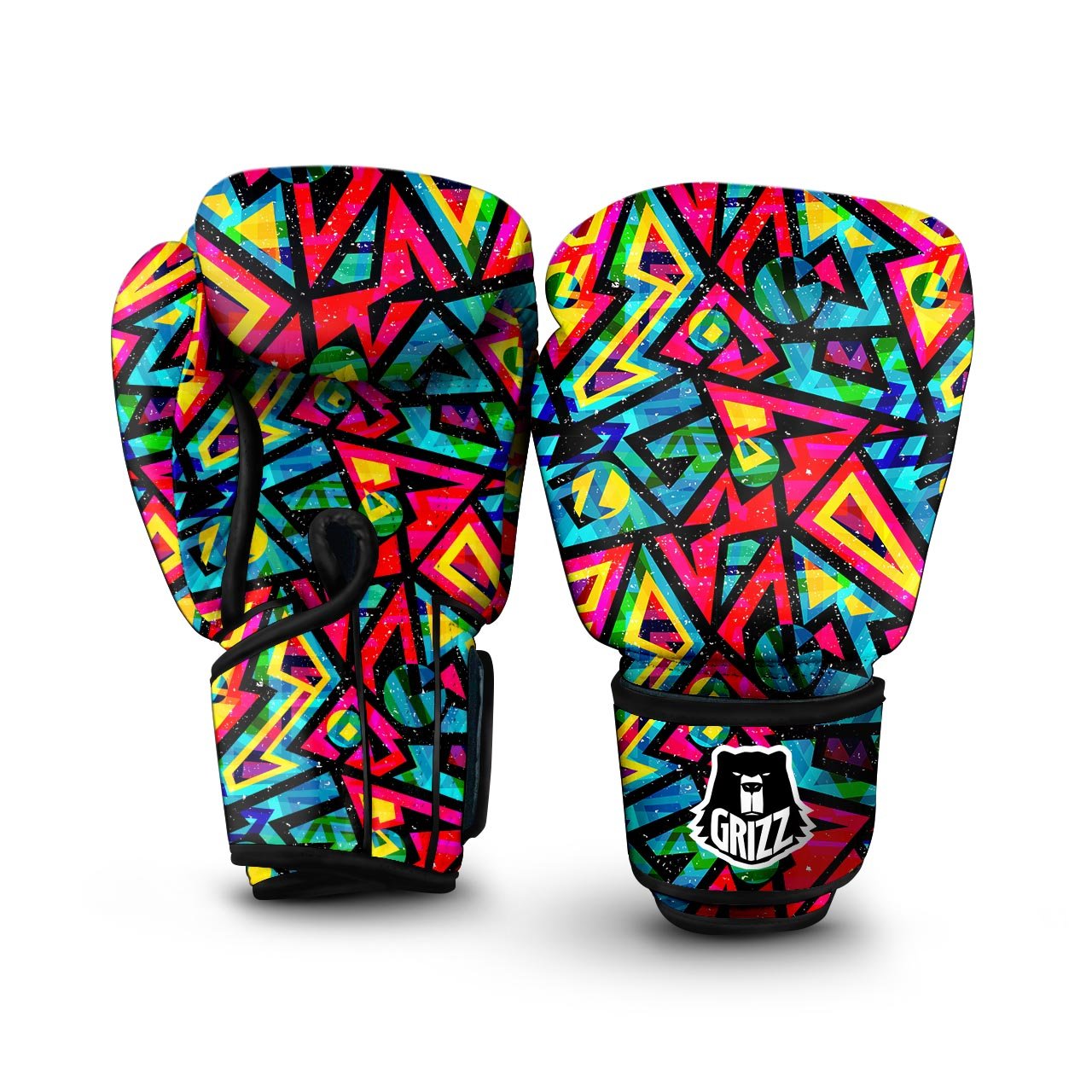 Psychedelic Geometric Print Boxing Gloves-grizzshop