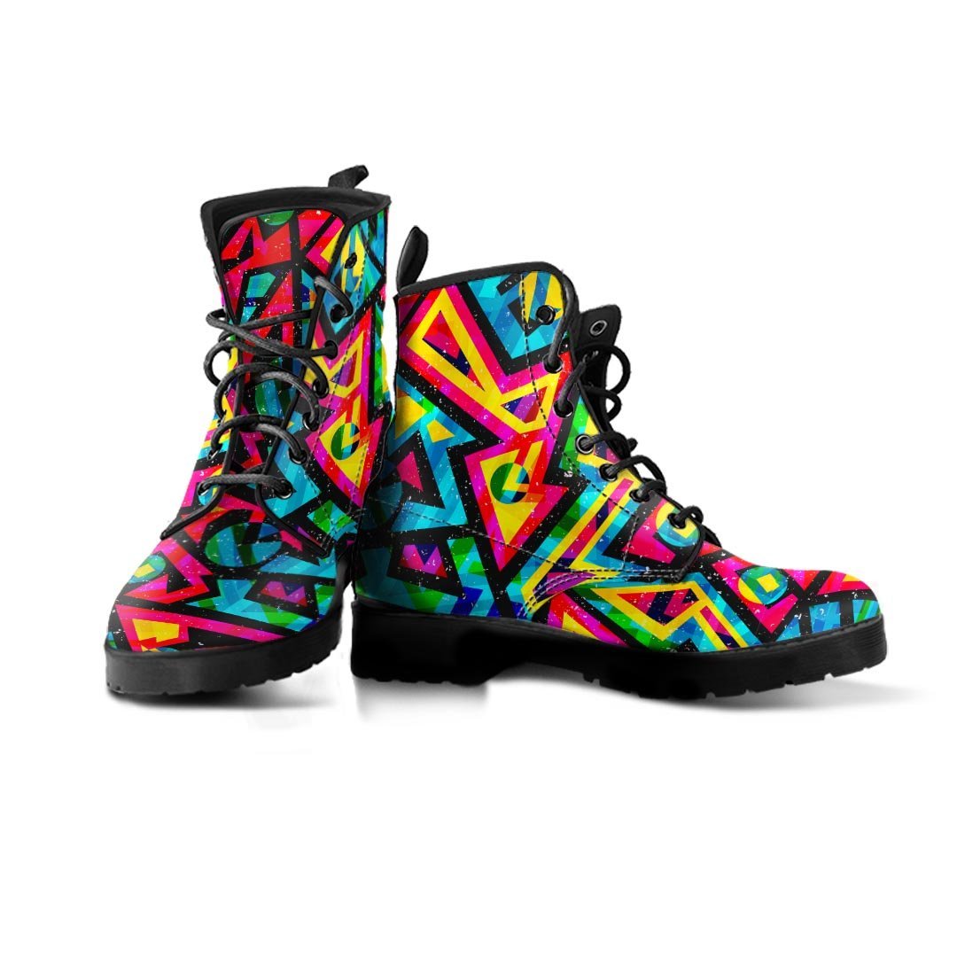 Psychedelic Geometric Print Men's Boots-grizzshop