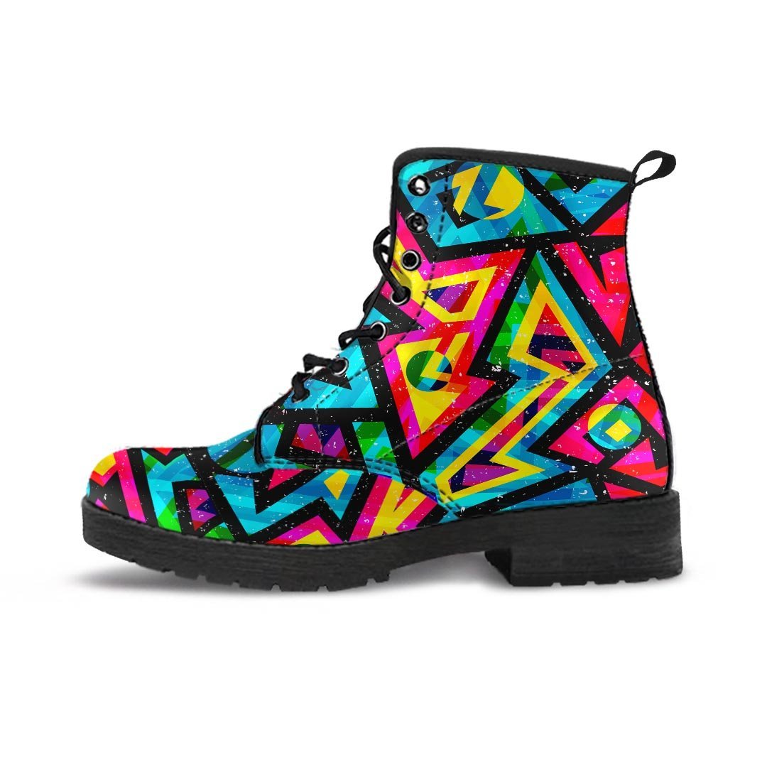 Psychedelic Geometric Print Men's Boots-grizzshop