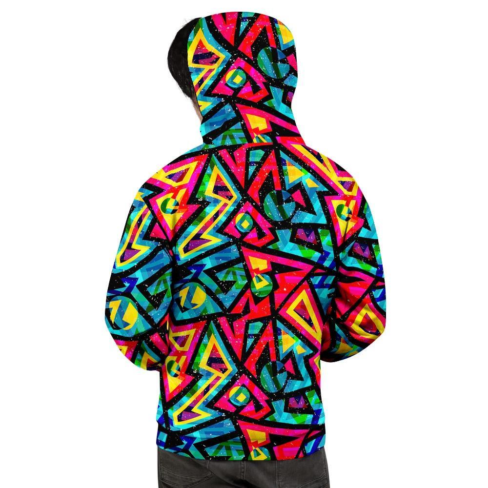 Psychedelic Geometric Print Men's Hoodie-grizzshop