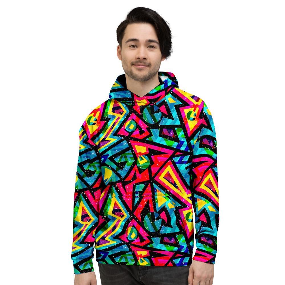 Psychedelic Geometric Print Men's Hoodie-grizzshop