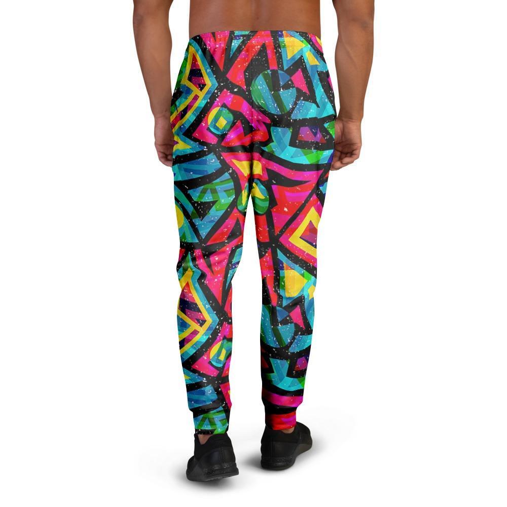 Psychedelic Geometric Print Men's Joggers-grizzshop