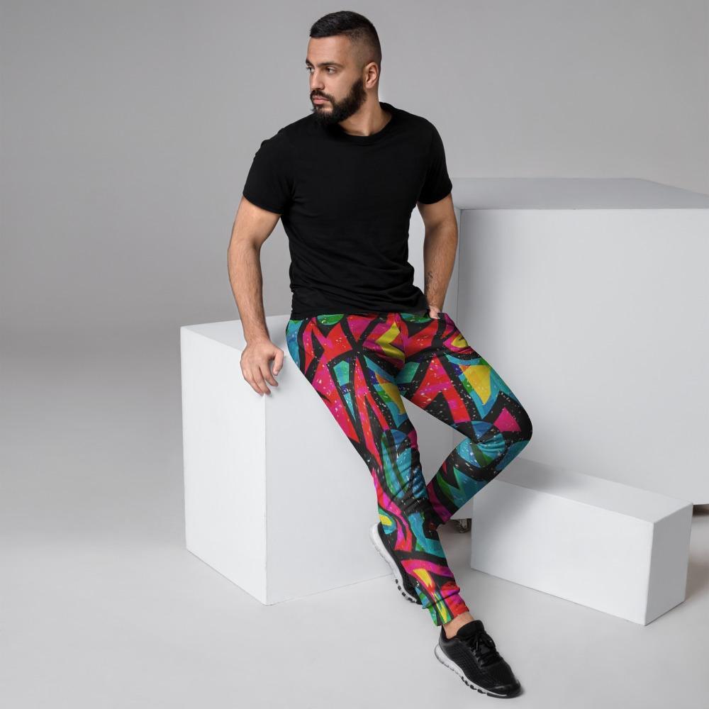 Psychedelic Geometric Print Men's Joggers-grizzshop