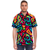 Psychedelic Geometric Print Men's Short Sleeve Shirt-grizzshop