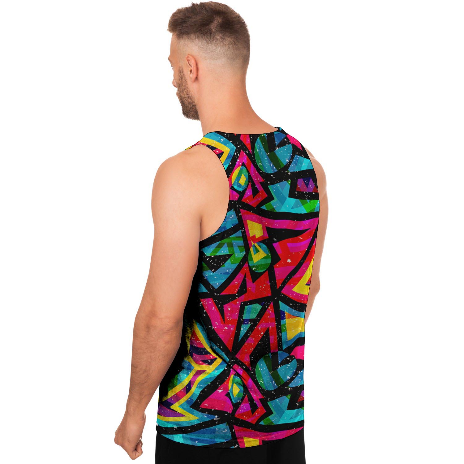 Psychedelic Geometric Print Men's Tank Tops-grizzshop