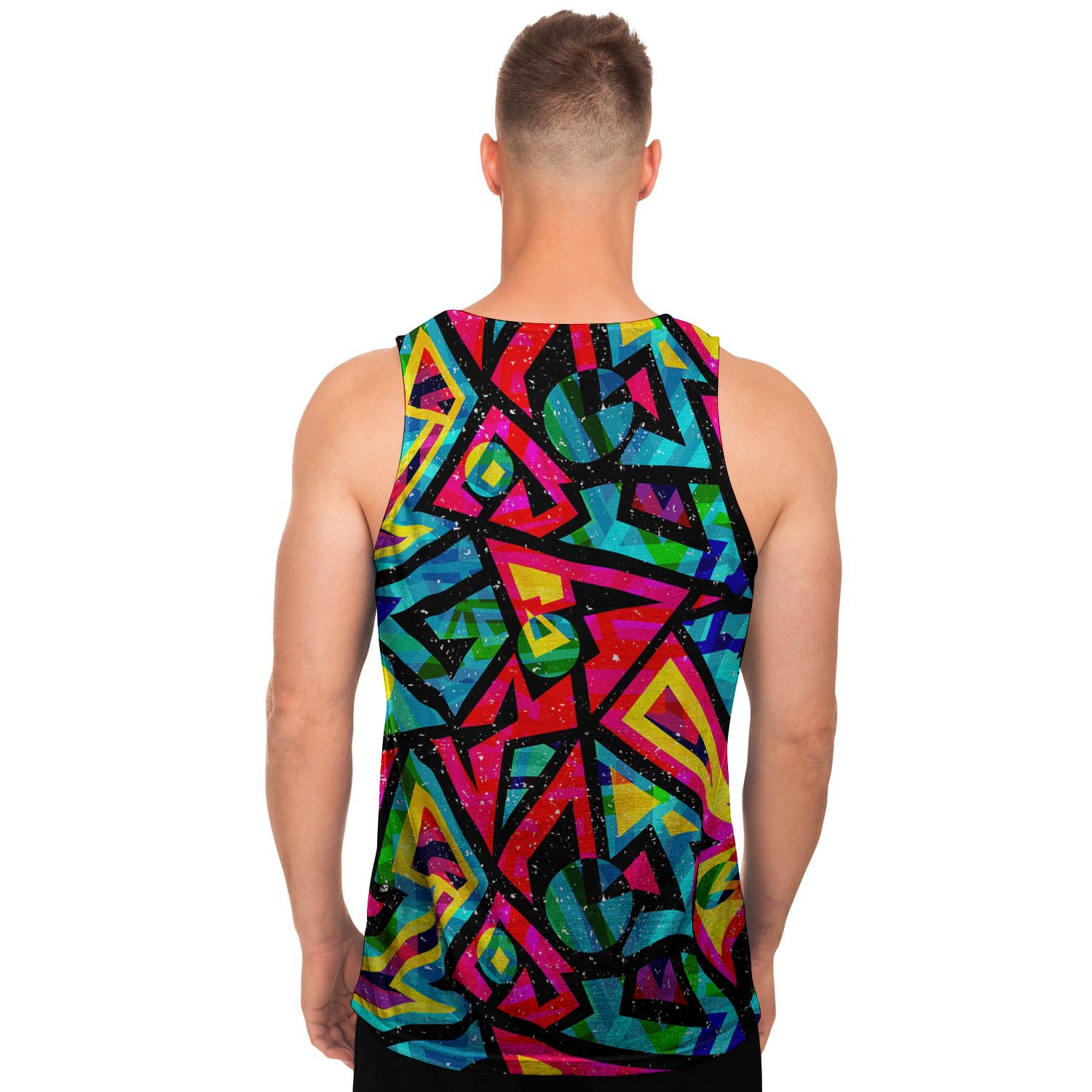 Psychedelic Geometric Print Men's Tank Tops-grizzshop