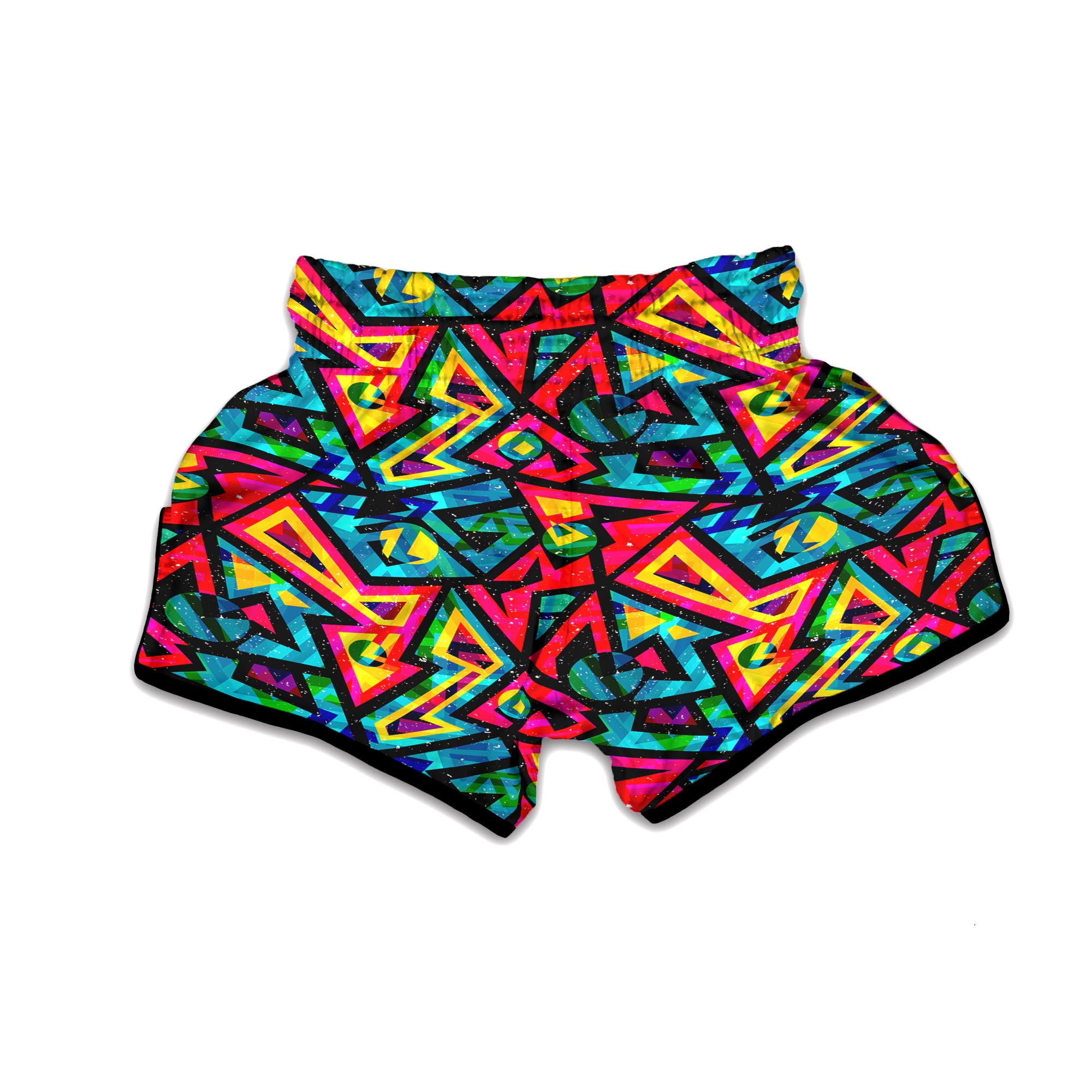 Psychedelic Geometric Print Muay Thai Boxing Shorts-grizzshop