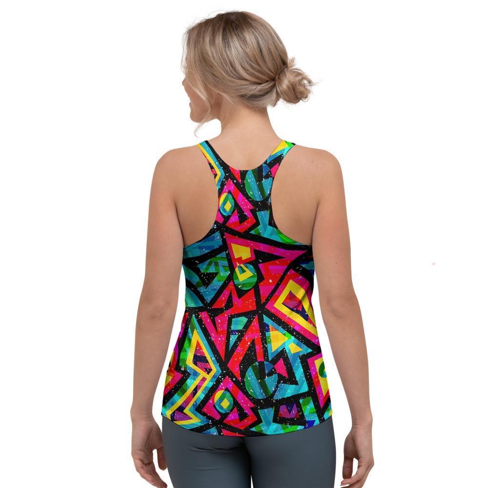 Psychedelic Geometric Print Women's Racerback Tank Top-grizzshop