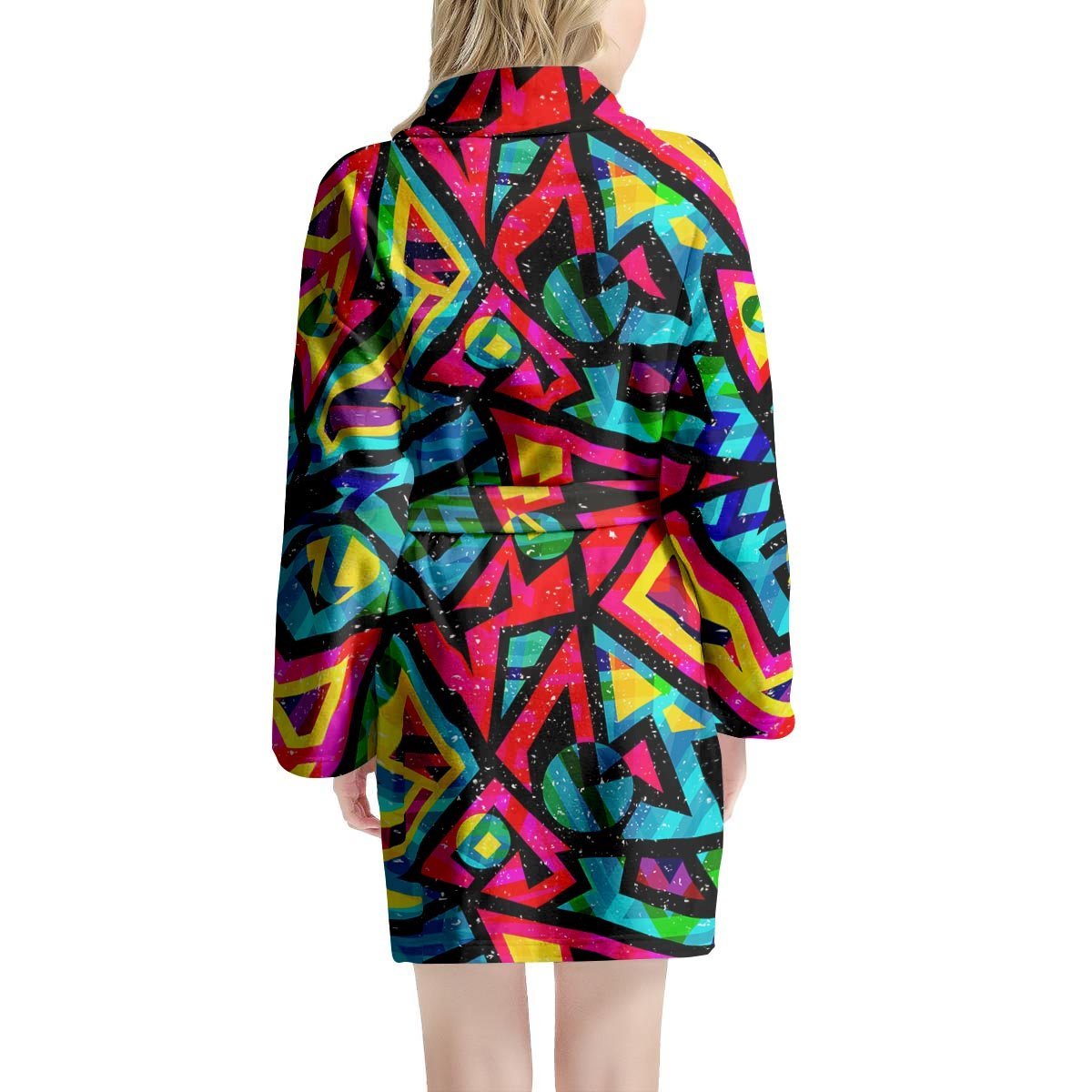 Psychedelic Geometric Print Women's Robe-grizzshop