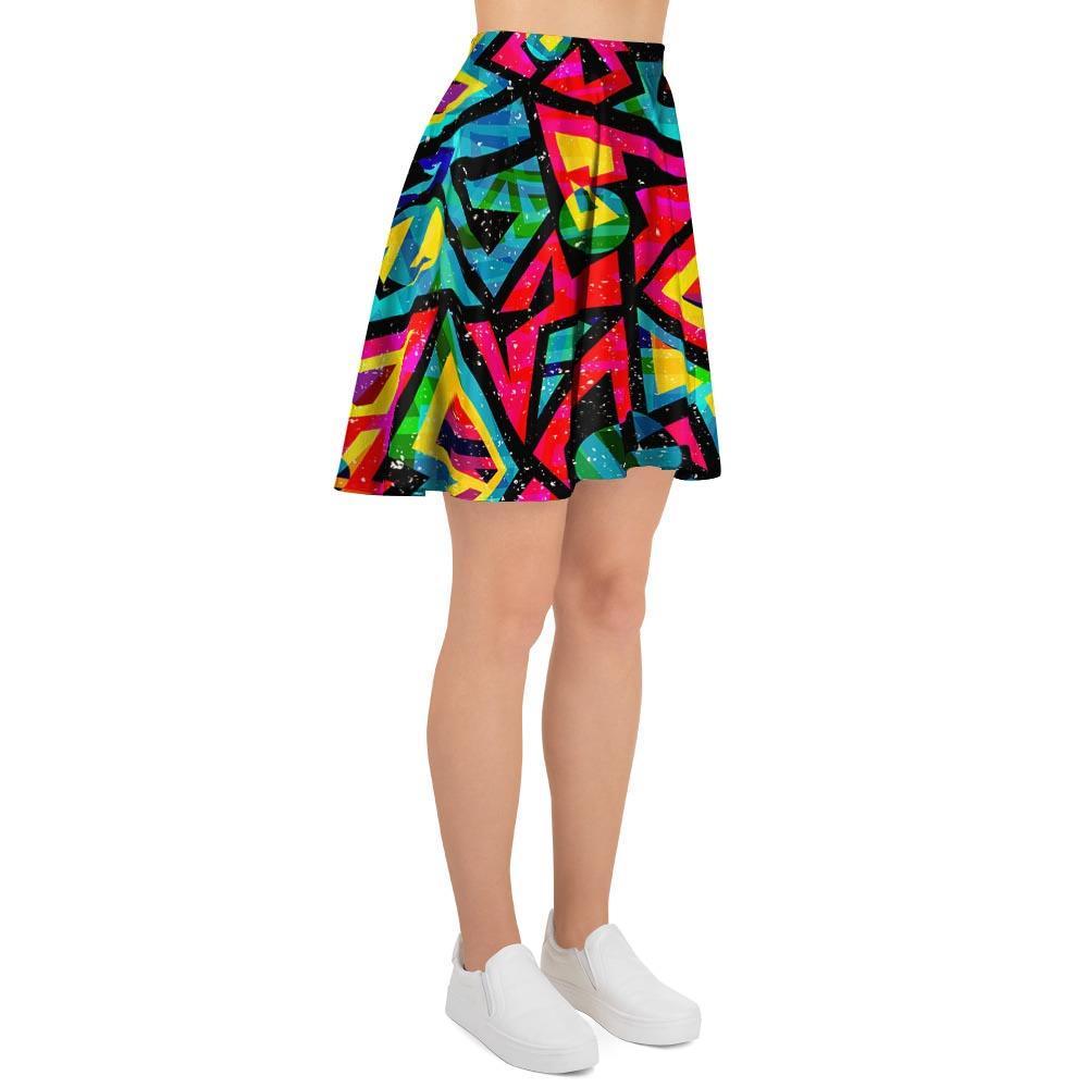 Psychedelic Geometric Print Women's Skirt-grizzshop
