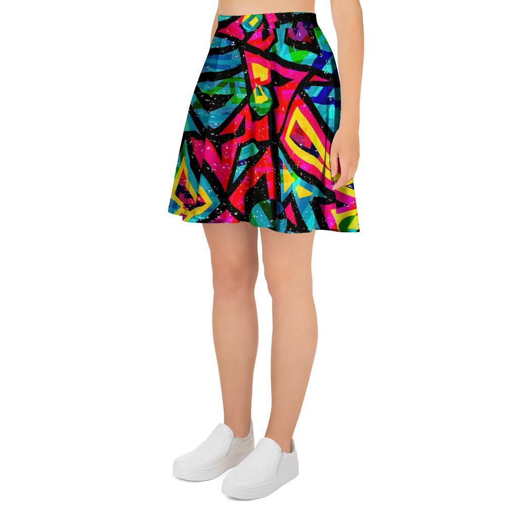 Psychedelic Geometric Print Women's Skirt-grizzshop