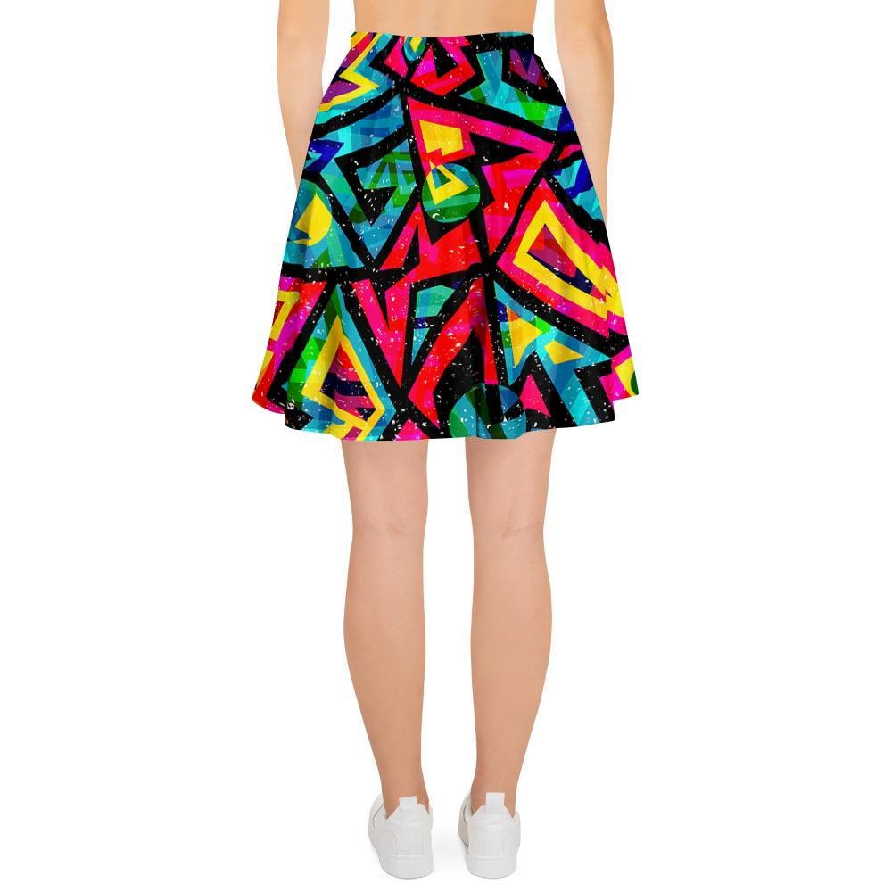 Psychedelic Geometric Print Women's Skirt-grizzshop