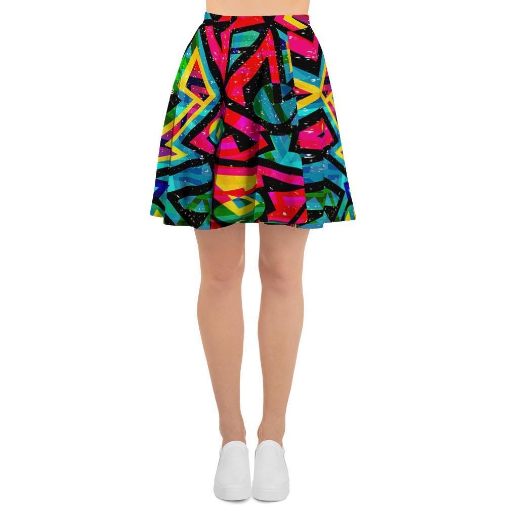Psychedelic Geometric Print Women's Skirt-grizzshop