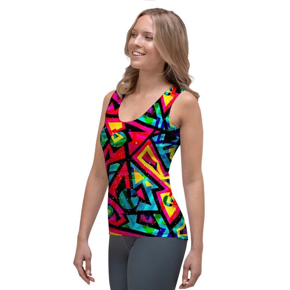 Psychedelic Geometric Print Women's Tank Top-grizzshop