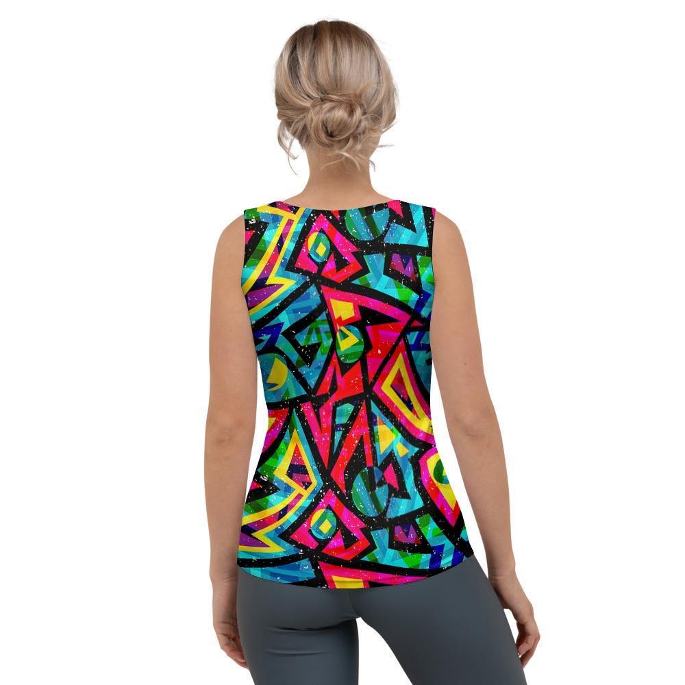 Psychedelic Geometric Print Women's Tank Top-grizzshop