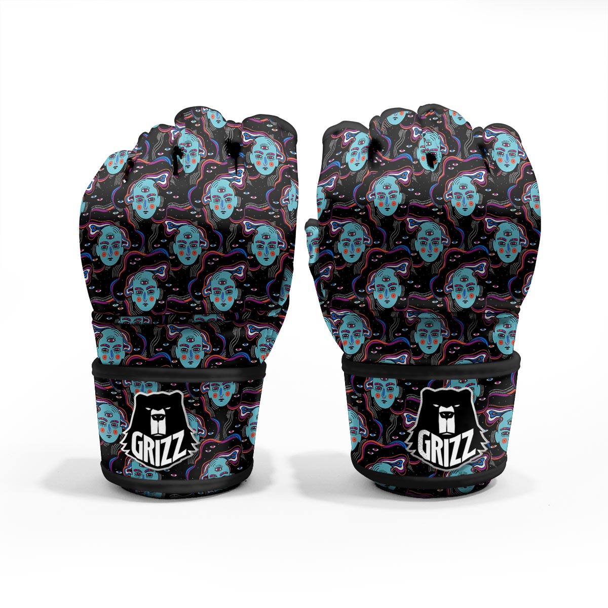 Psychedelic Hippie Retro Print Pattern MMA Gloves-grizzshop
