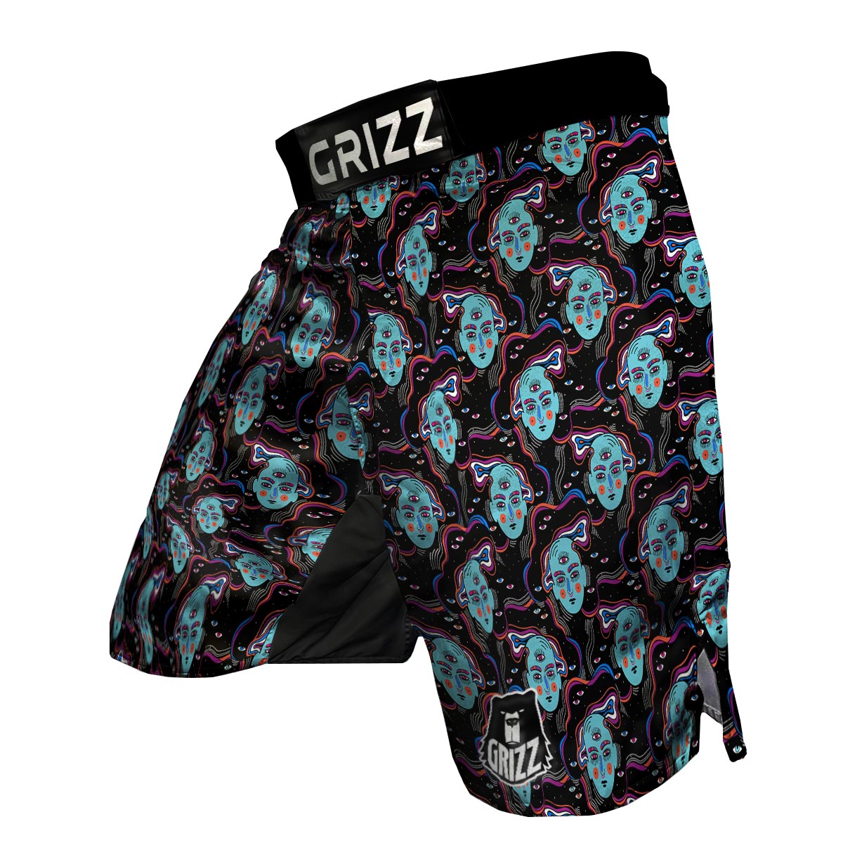 Psychedelic Hippie Retro Print Pattern MMA Shorts-grizzshop
