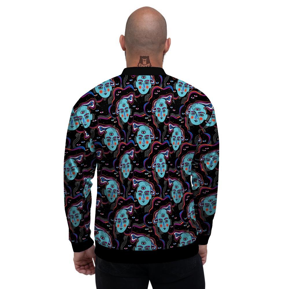 Psychedelic Hippie Retro Print Pattern Men's Bomber Jacket-grizzshop