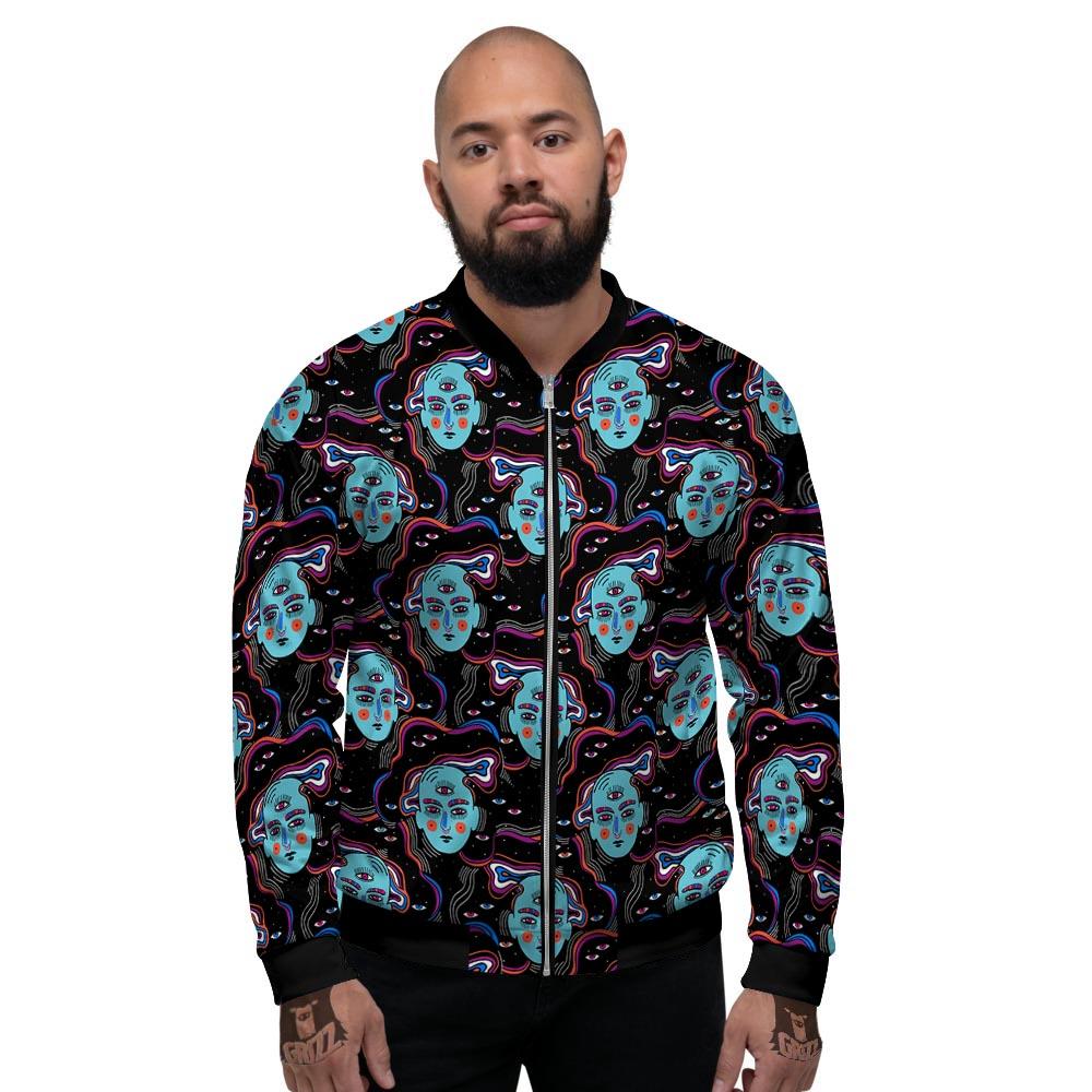Psychedelic Hippie Retro Print Pattern Men's Bomber Jacket-grizzshop