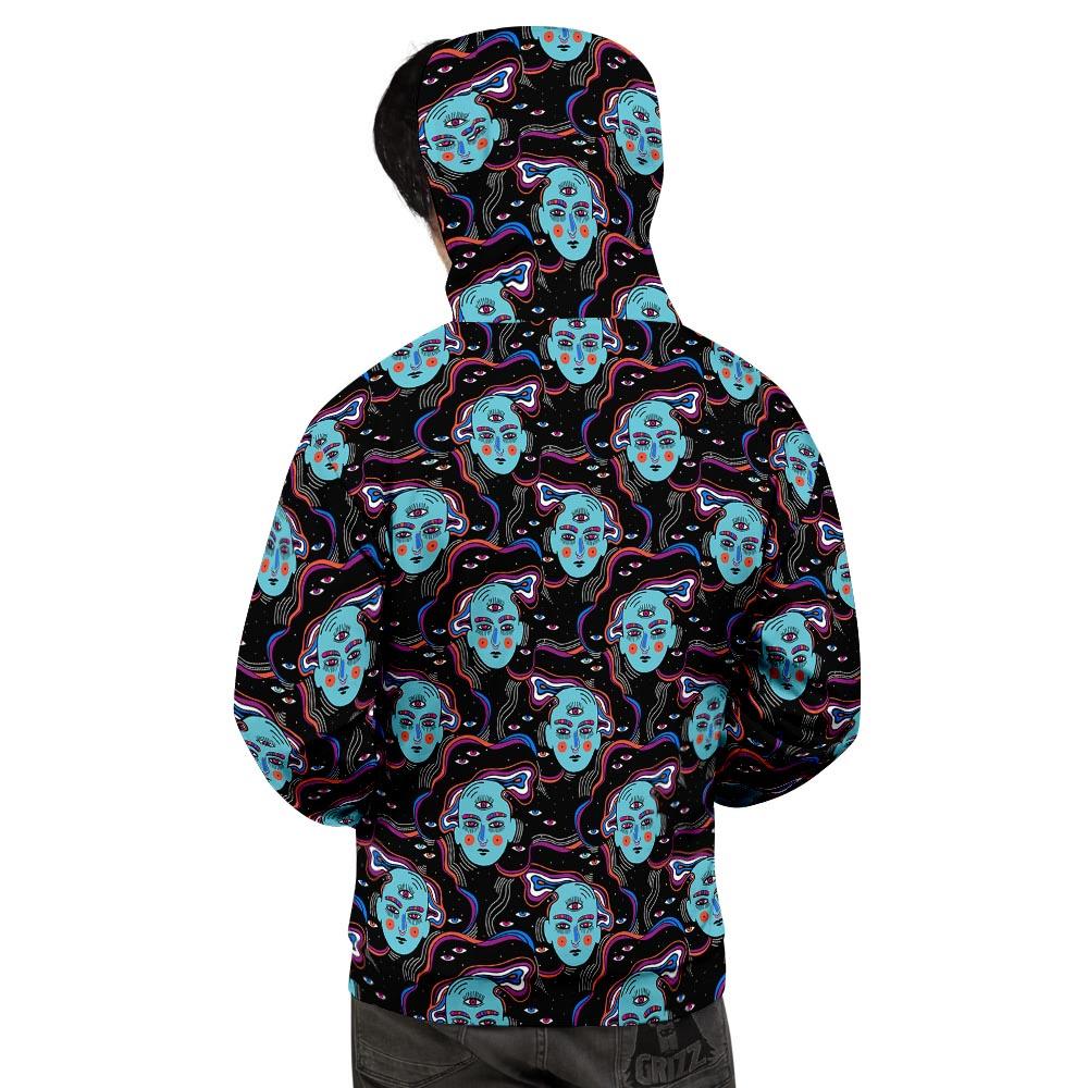 Psychedelic Hippie Retro Print Pattern Men's Hoodie-grizzshop