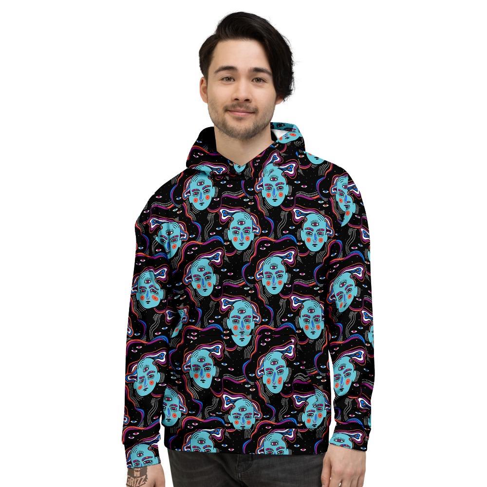 Psychedelic Hippie Retro Print Pattern Men's Hoodie-grizzshop