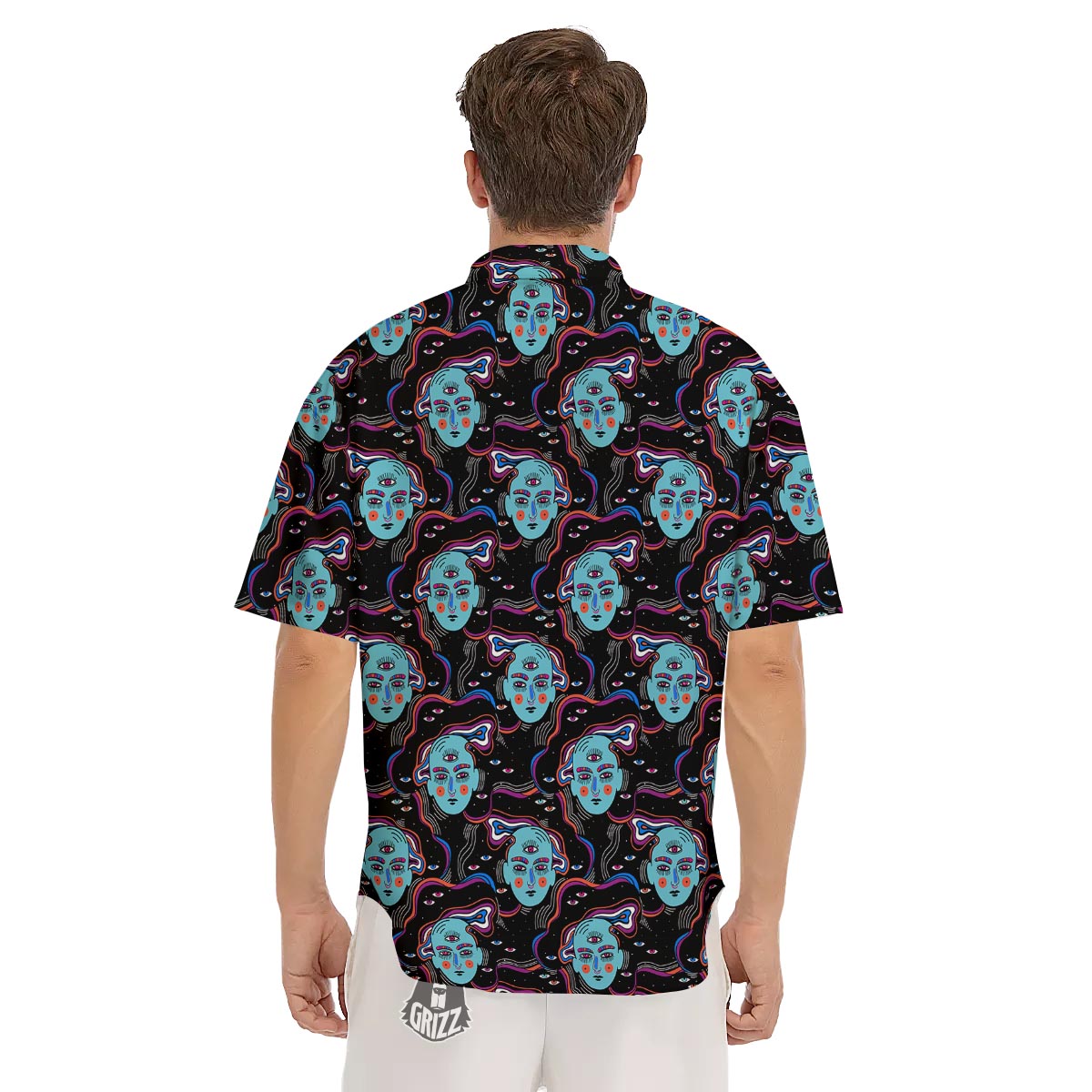 Psychedelic Hippie Retro Print Pattern Men's Short Sleeve Shirts-grizzshop