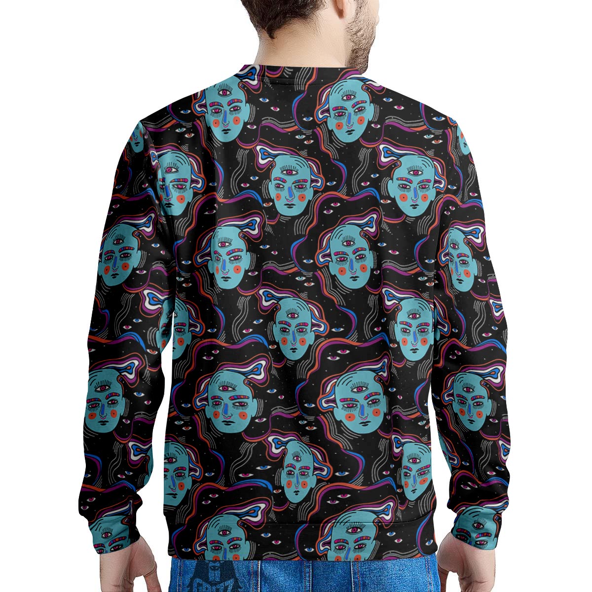 Psychedelic Hippie Retro Print Pattern Men's Sweatshirt-grizzshop