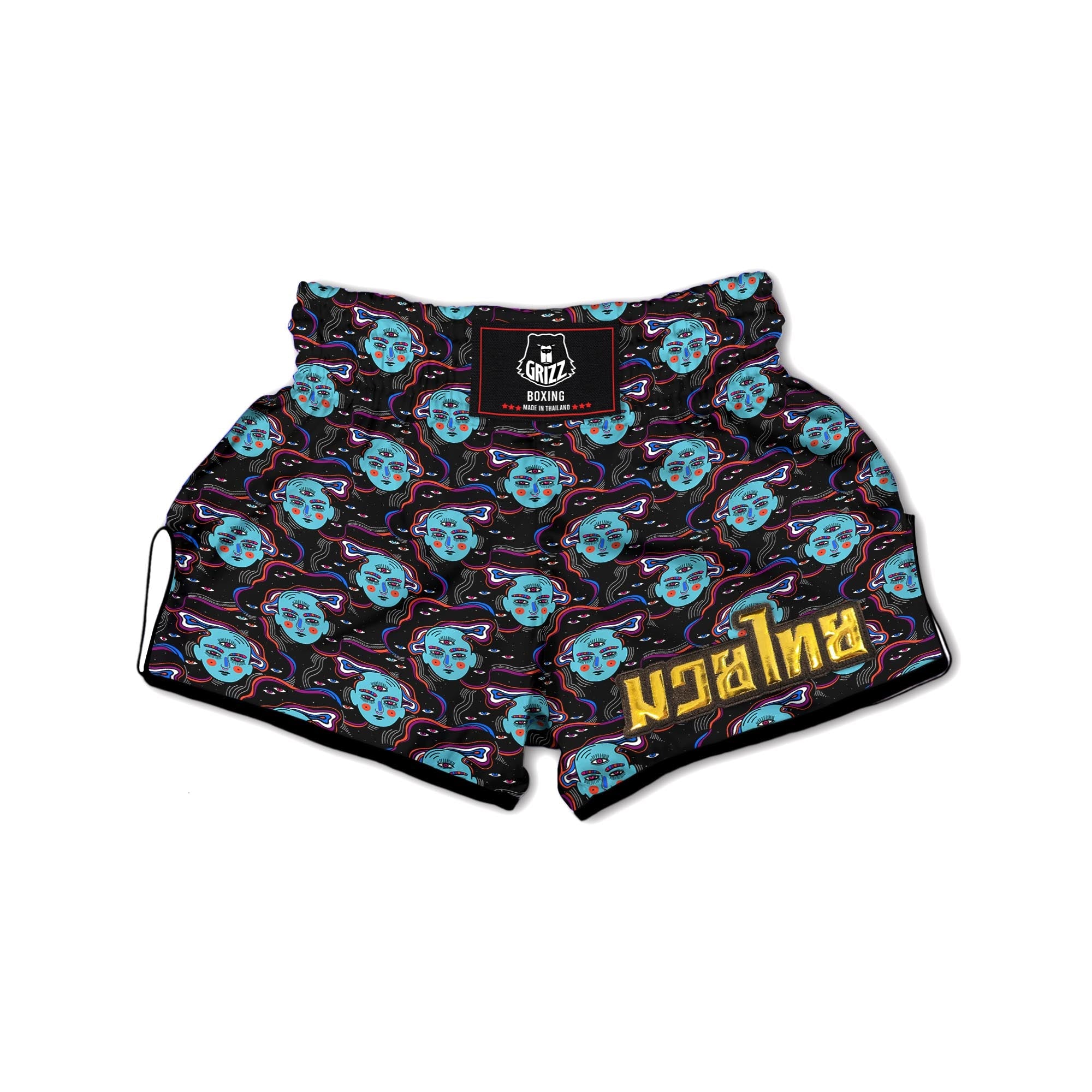 Psychedelic Hippie Retro Print Pattern Muay Thai Boxing Shorts-grizzshop