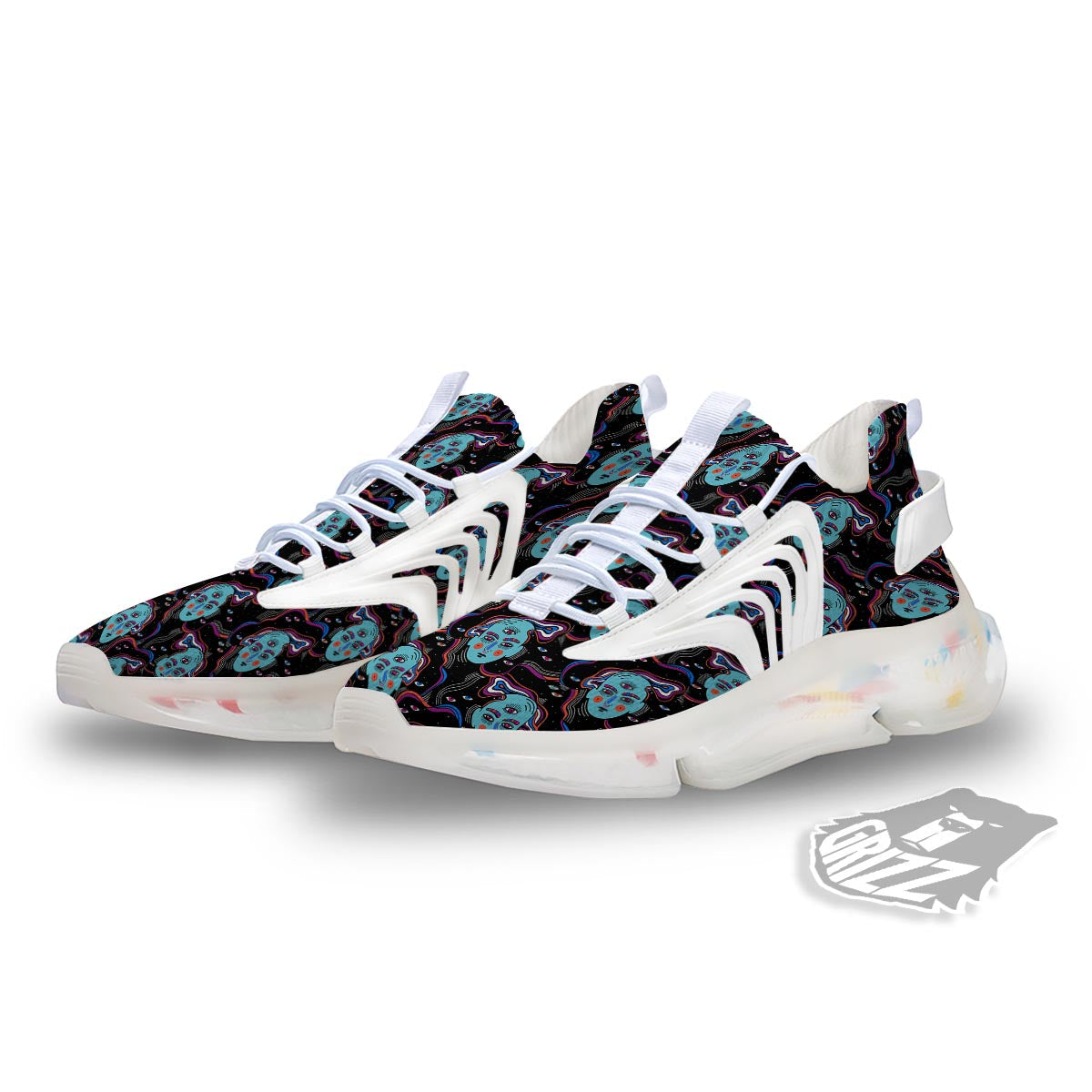 Psychedelic Hippie Retro Print Pattern White Gym Shoes-grizzshop