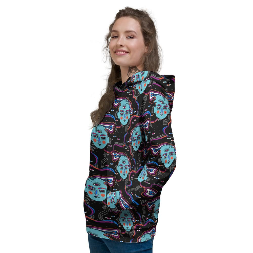 Psychedelic Hippie Retro Print Pattern Women's Hoodie-grizzshop