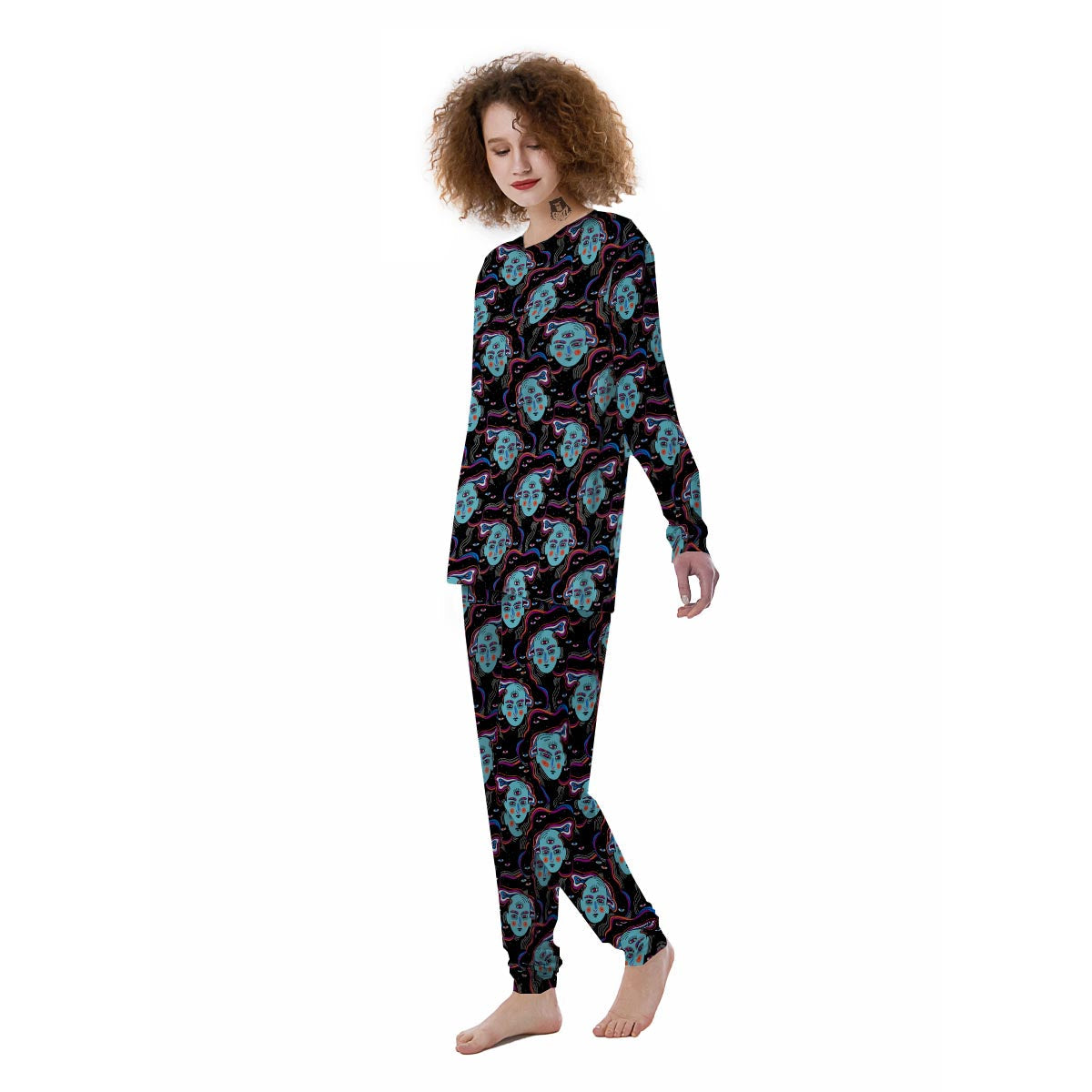 Psychedelic Hippie Retro Print Pattern Women's Pajamas-grizzshop