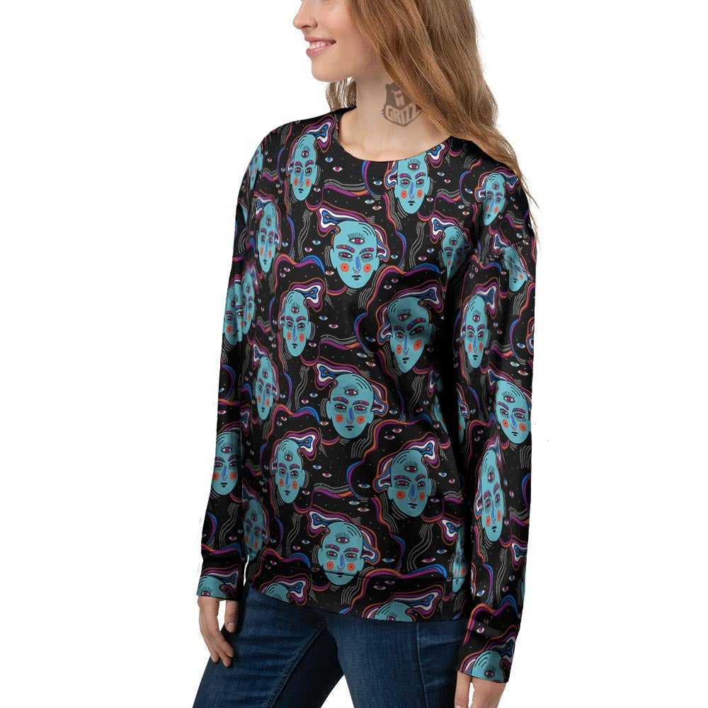 Psychedelic Hippie Retro Print Pattern Women's Sweatshirt-grizzshop