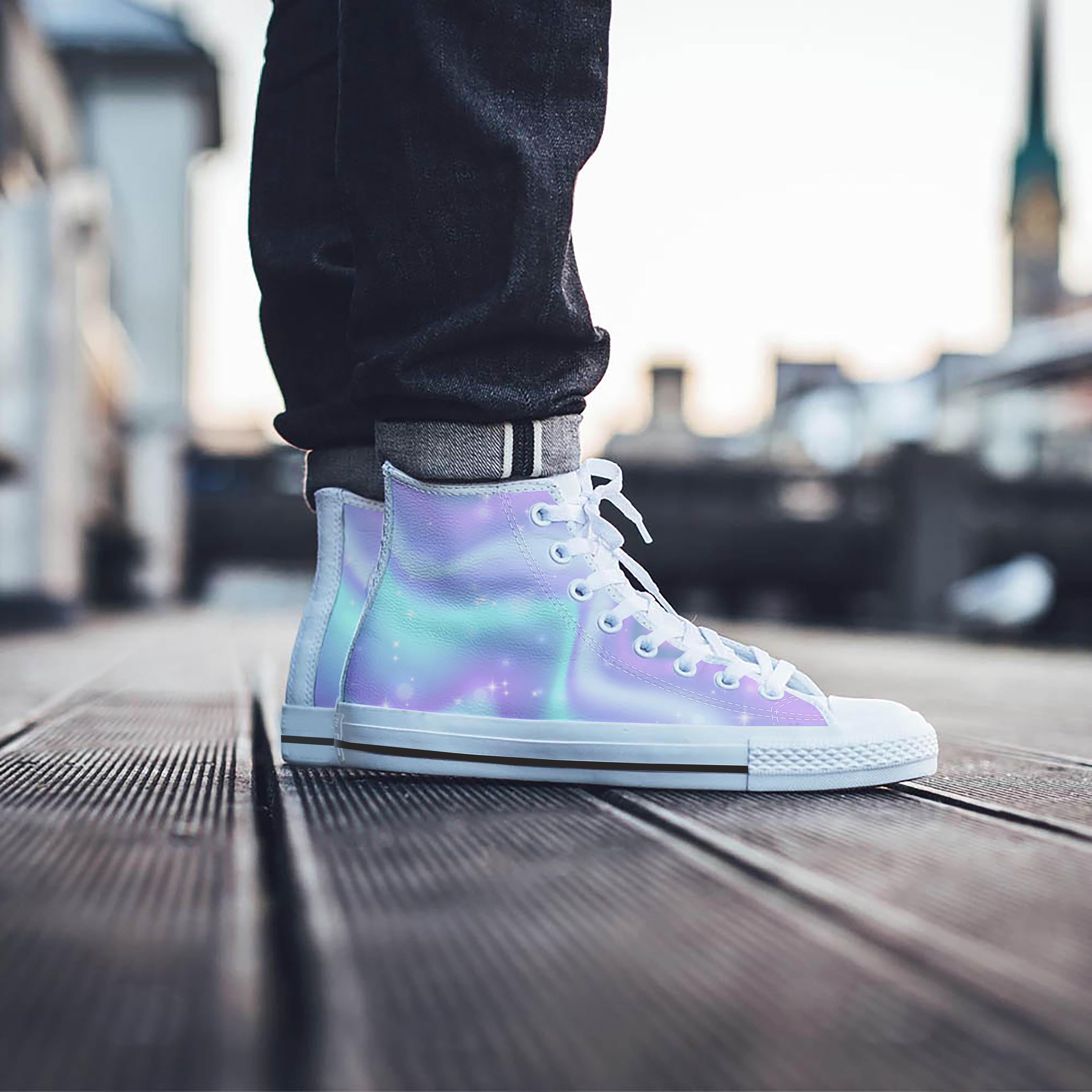 Psychedelic Holographic Men's High Top Shoes-grizzshop