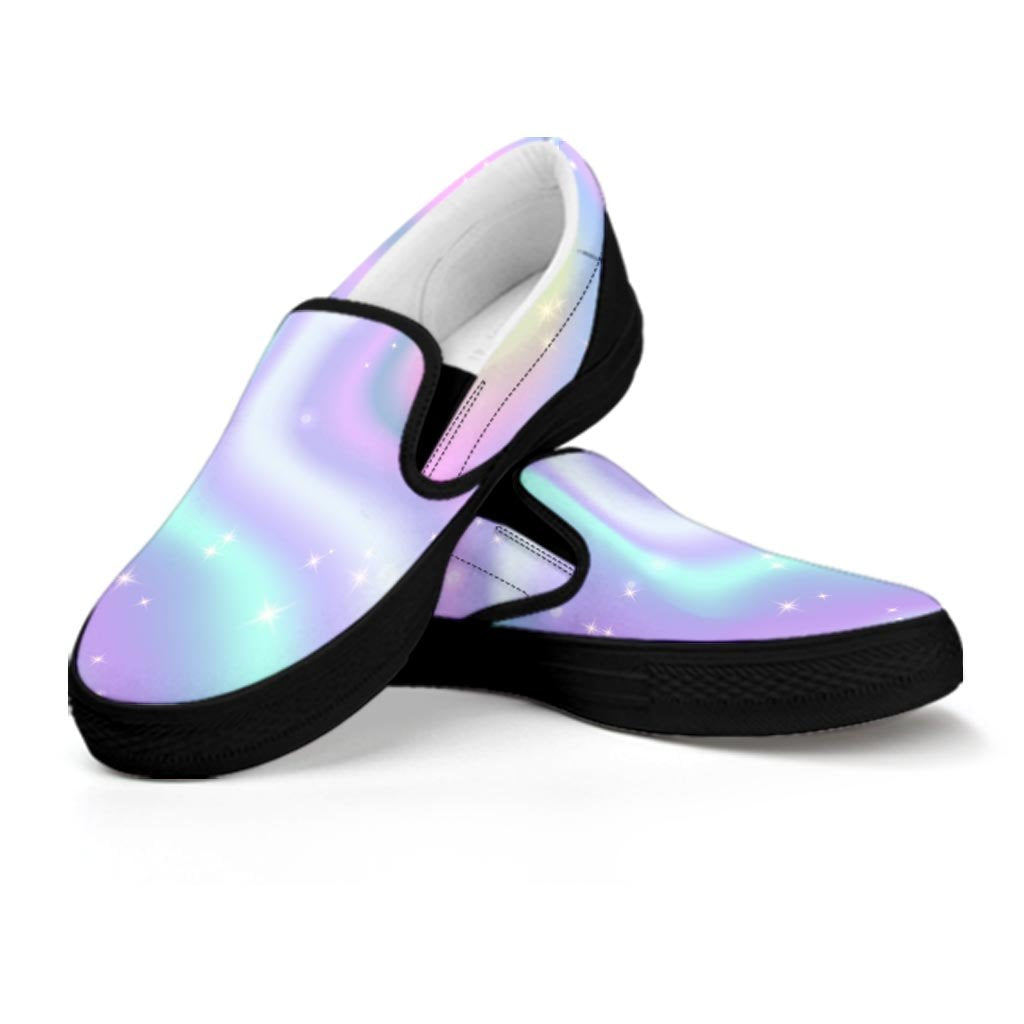 Psychedelic Holographic Men's Slip On Sneakers-grizzshop