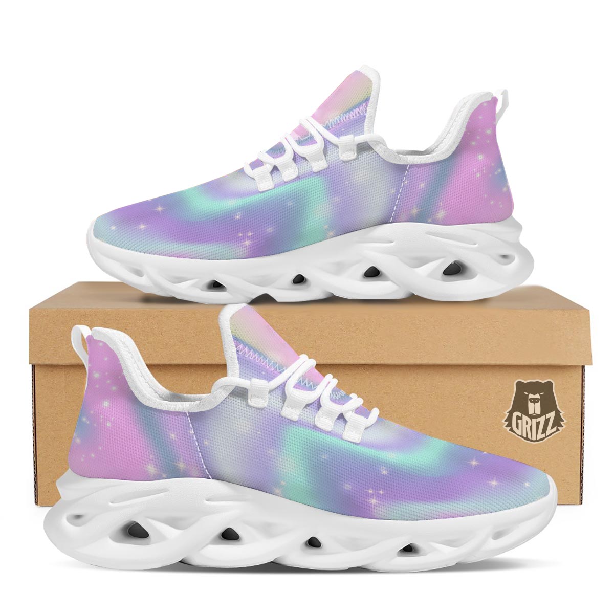 Psychedelic Holographic White Running Shoes-grizzshop