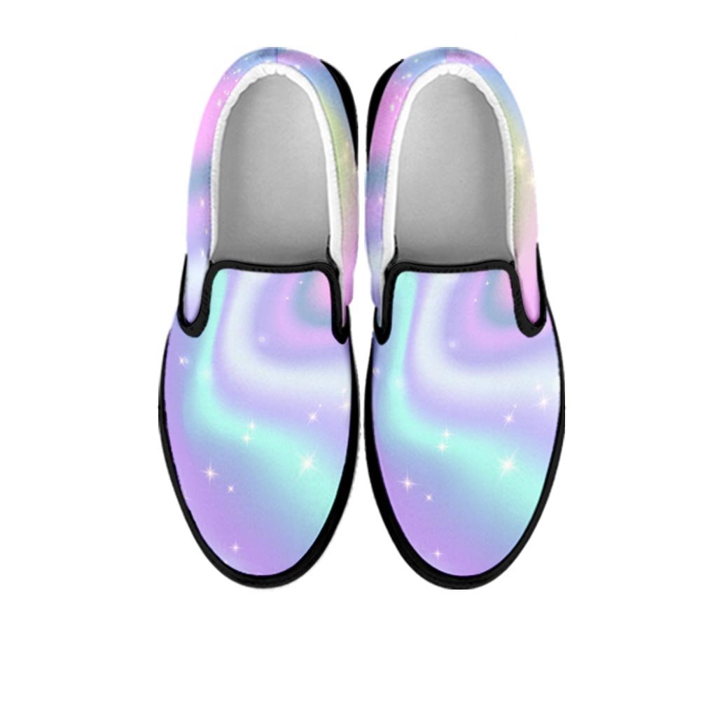 Psychedelic Holographic Women's Slip On Sneakers-grizzshop