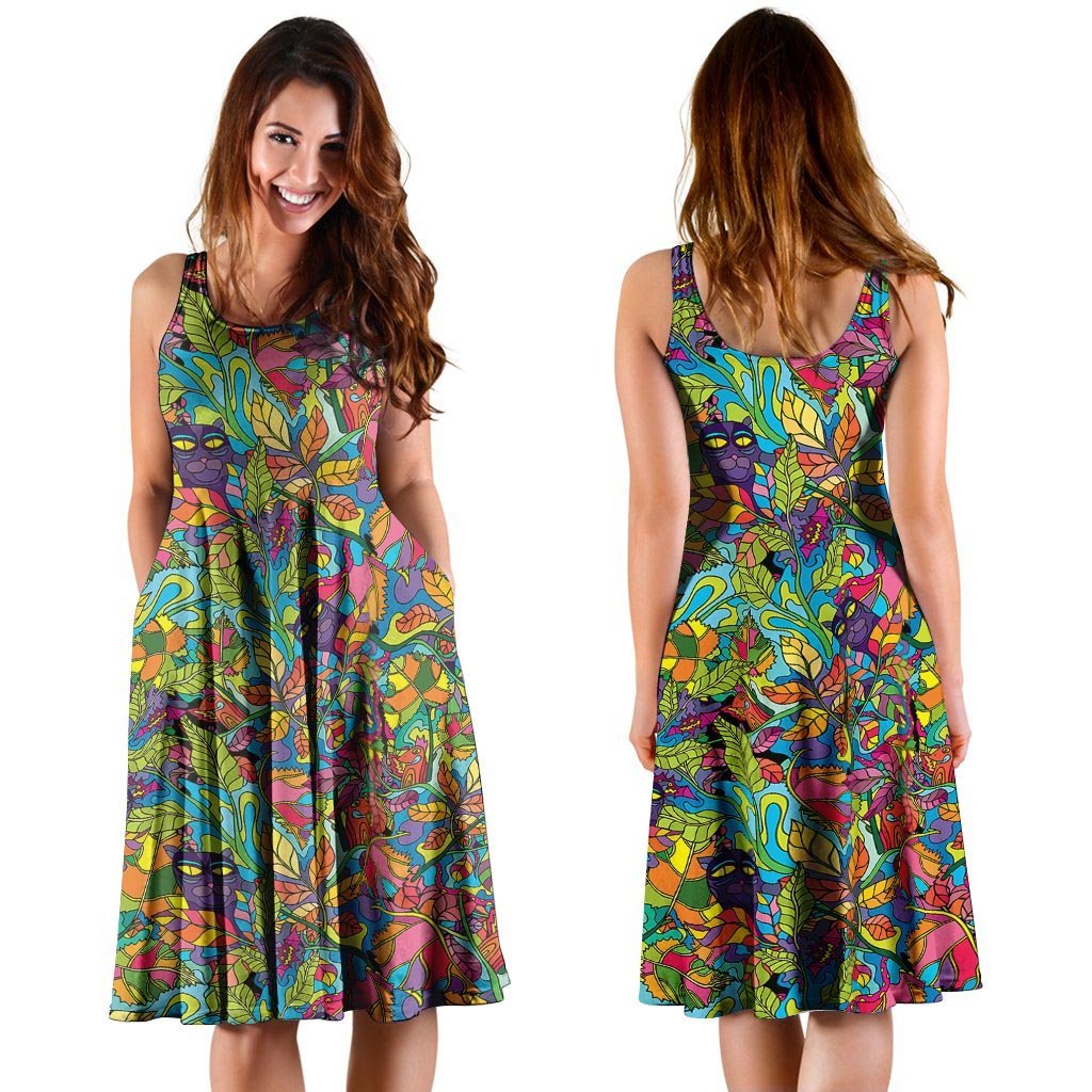 Psychedelic Jungle Forest Floral Dress-grizzshop