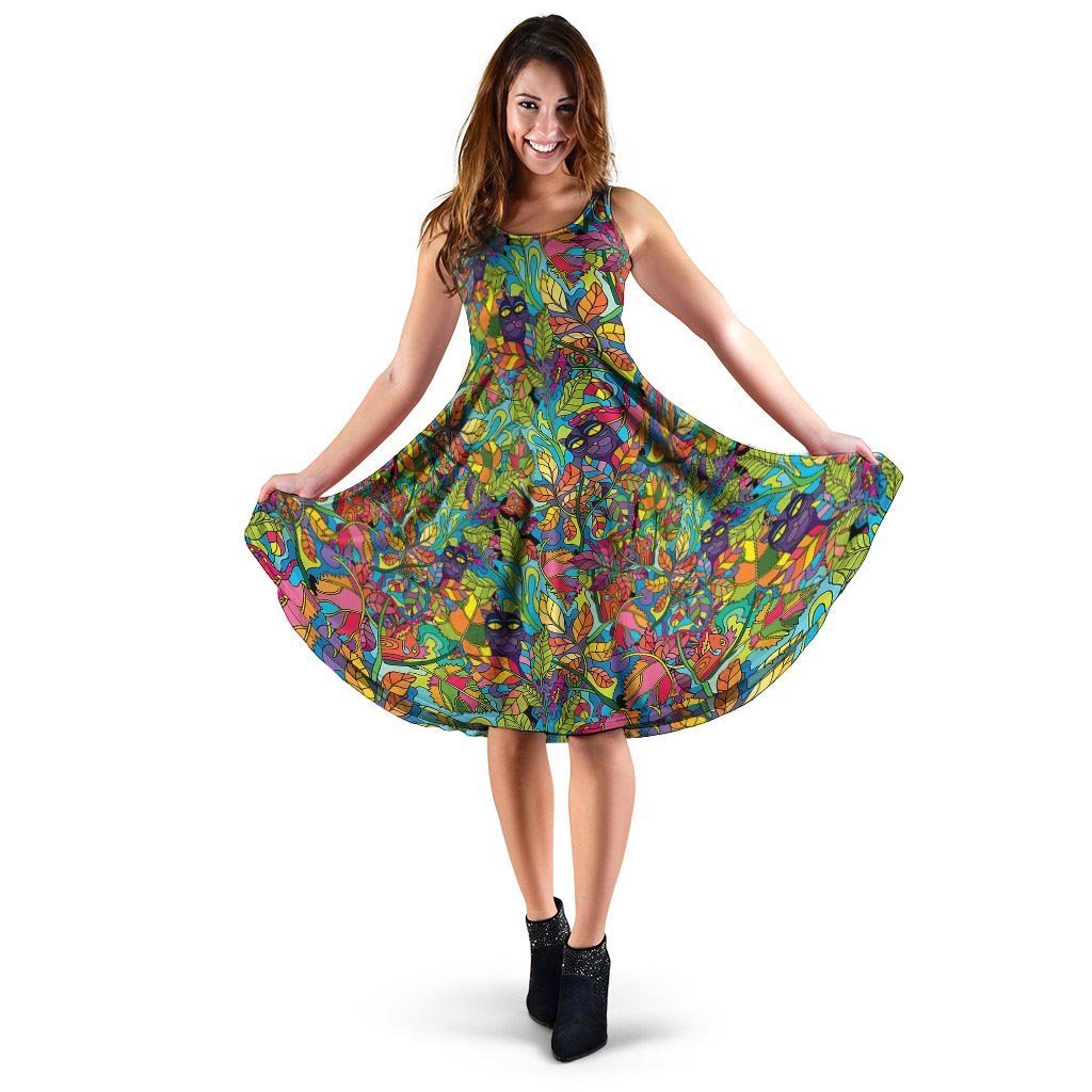 Psychedelic Jungle Forest Floral Dress-grizzshop