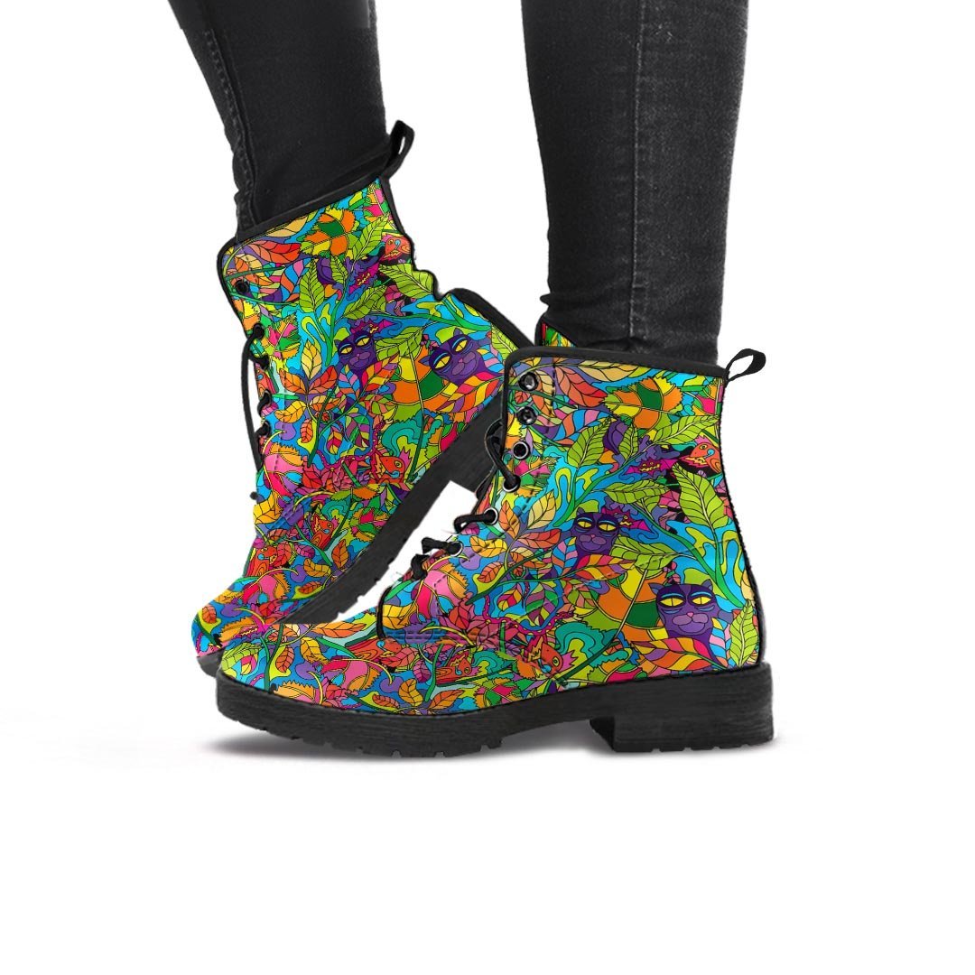 Psychedelic Jungle Forest Floral Women's Boots-grizzshop