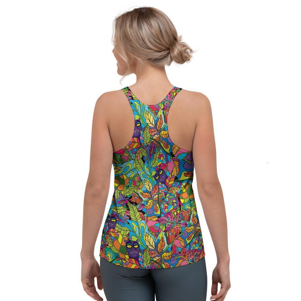 Psychedelic Jungle Forest Floral Women's Racerback Tank Top-grizzshop