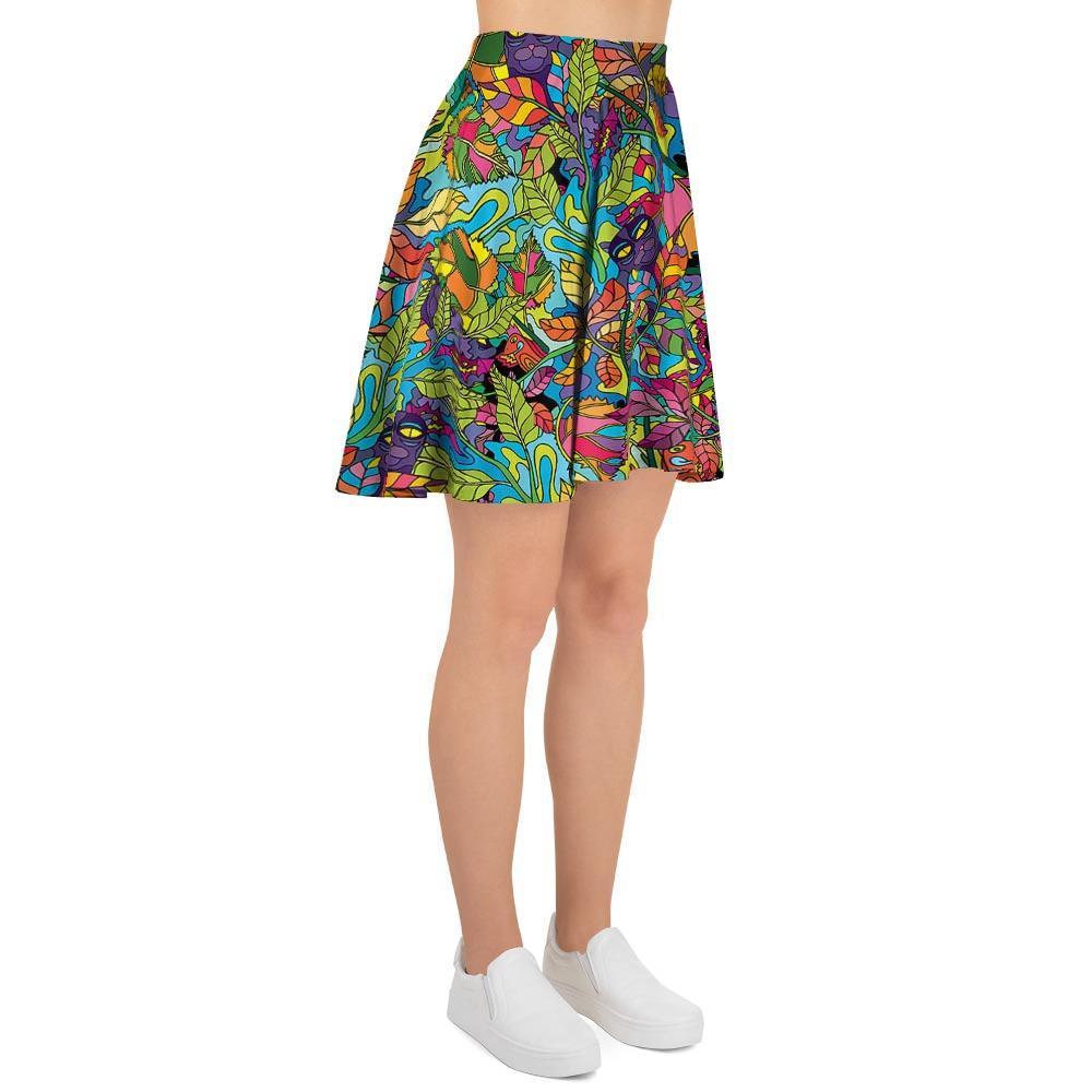 Psychedelic Jungle Forest Floral Women's Skirt-grizzshop