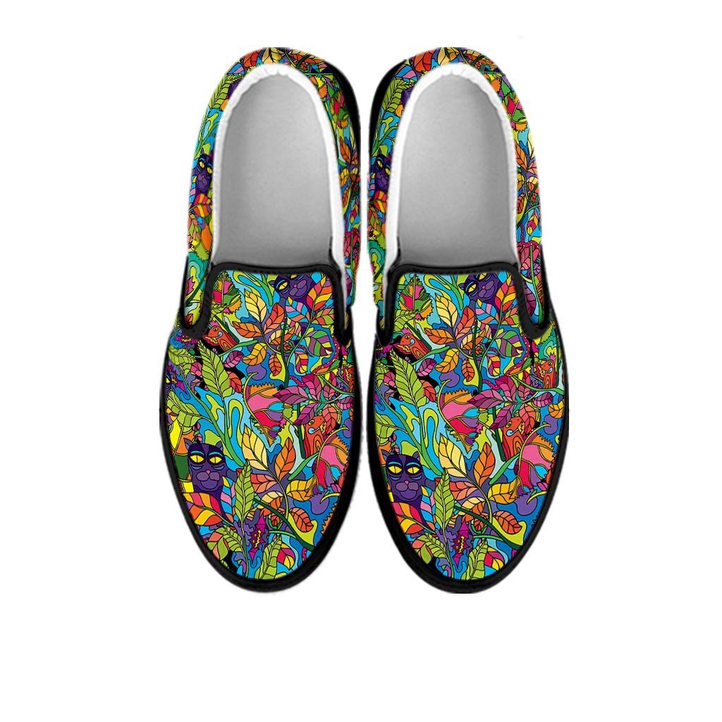 Psychedelic Jungle Forest Floral Women's Slip On Sneakers-grizzshop