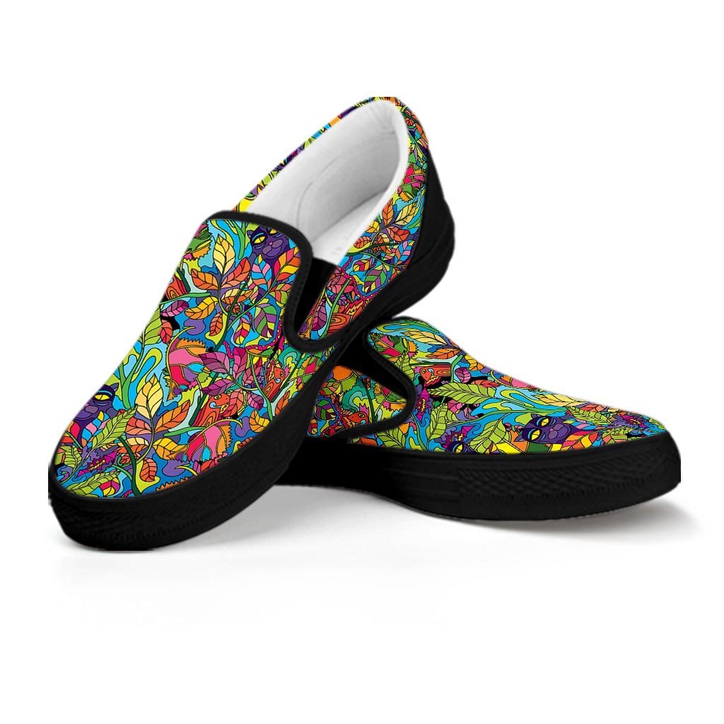 Psychedelic Jungle Forest Floral Women's Slip On Sneakers-grizzshop